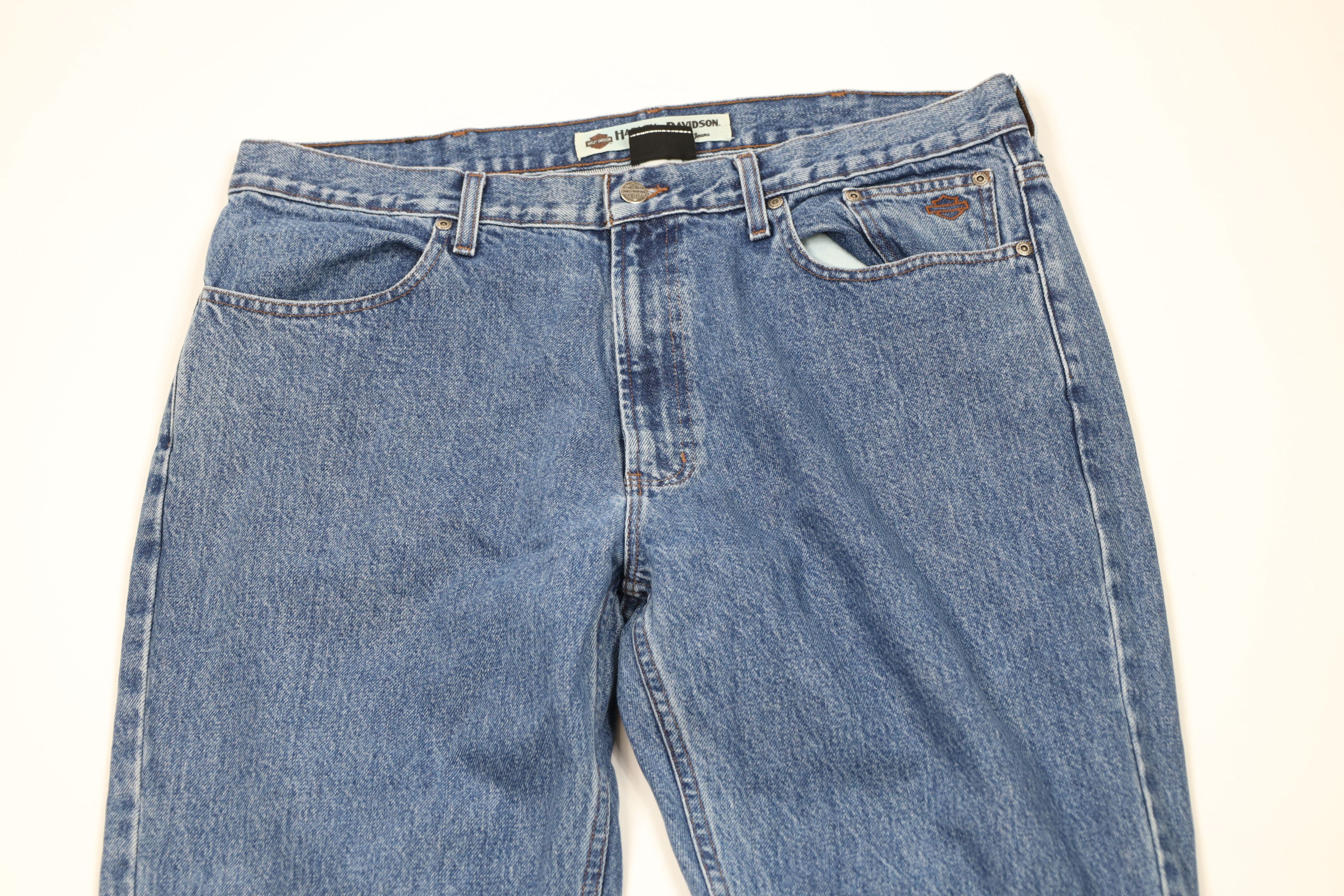 Harley Davidson Vintage 90s Y2K Harley Davidson Spell Wide Leg Denim Jeans Size US 38 / EU 54 - 2 Thumbnail