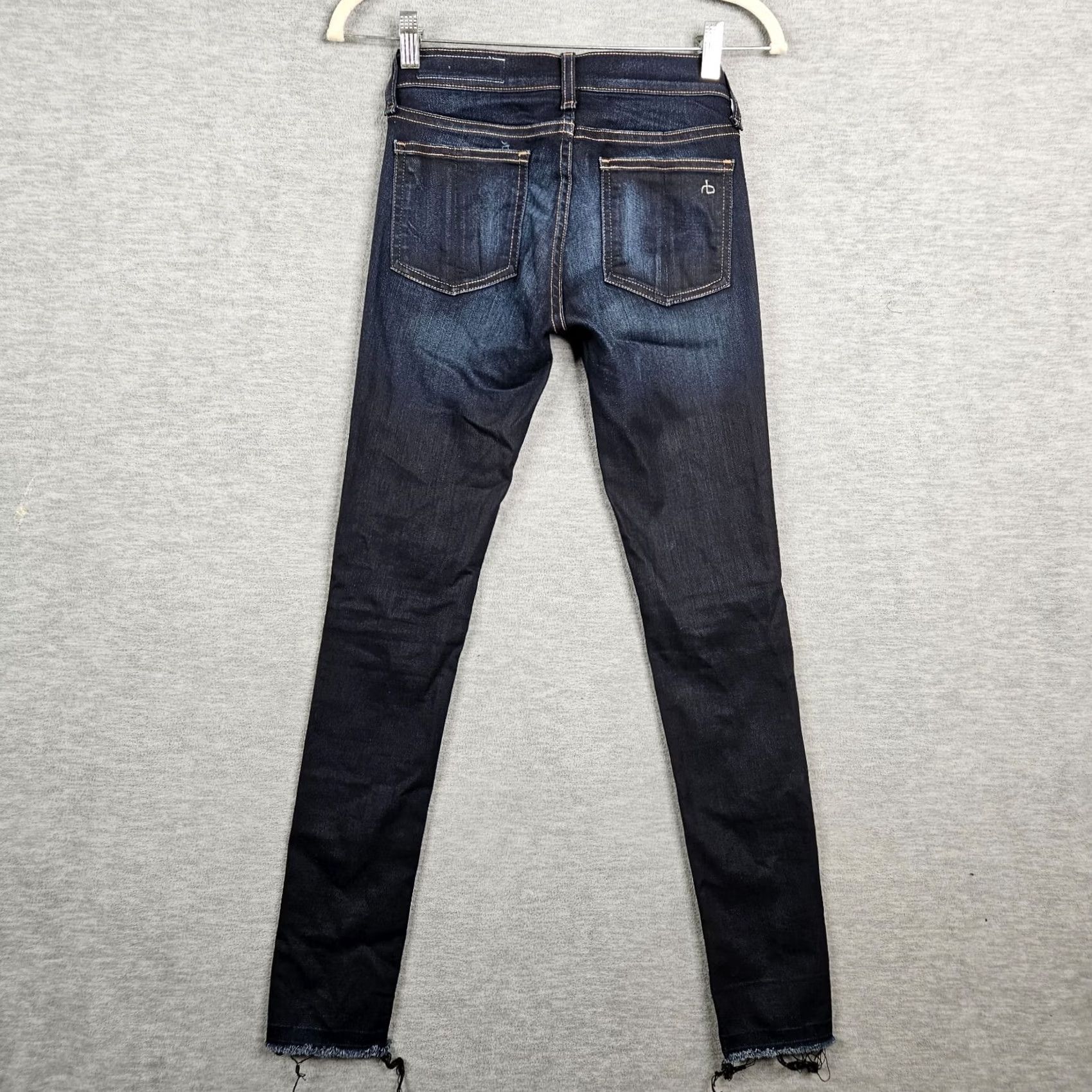 Rag & Bone rag & bone Jeans Women's Dark Wash Dearborn Skinny Raw hem Size 24 Denim Button 5-Pocket Solid Blue Shirt? Size 42" / US 20 - 2 Thumbnail