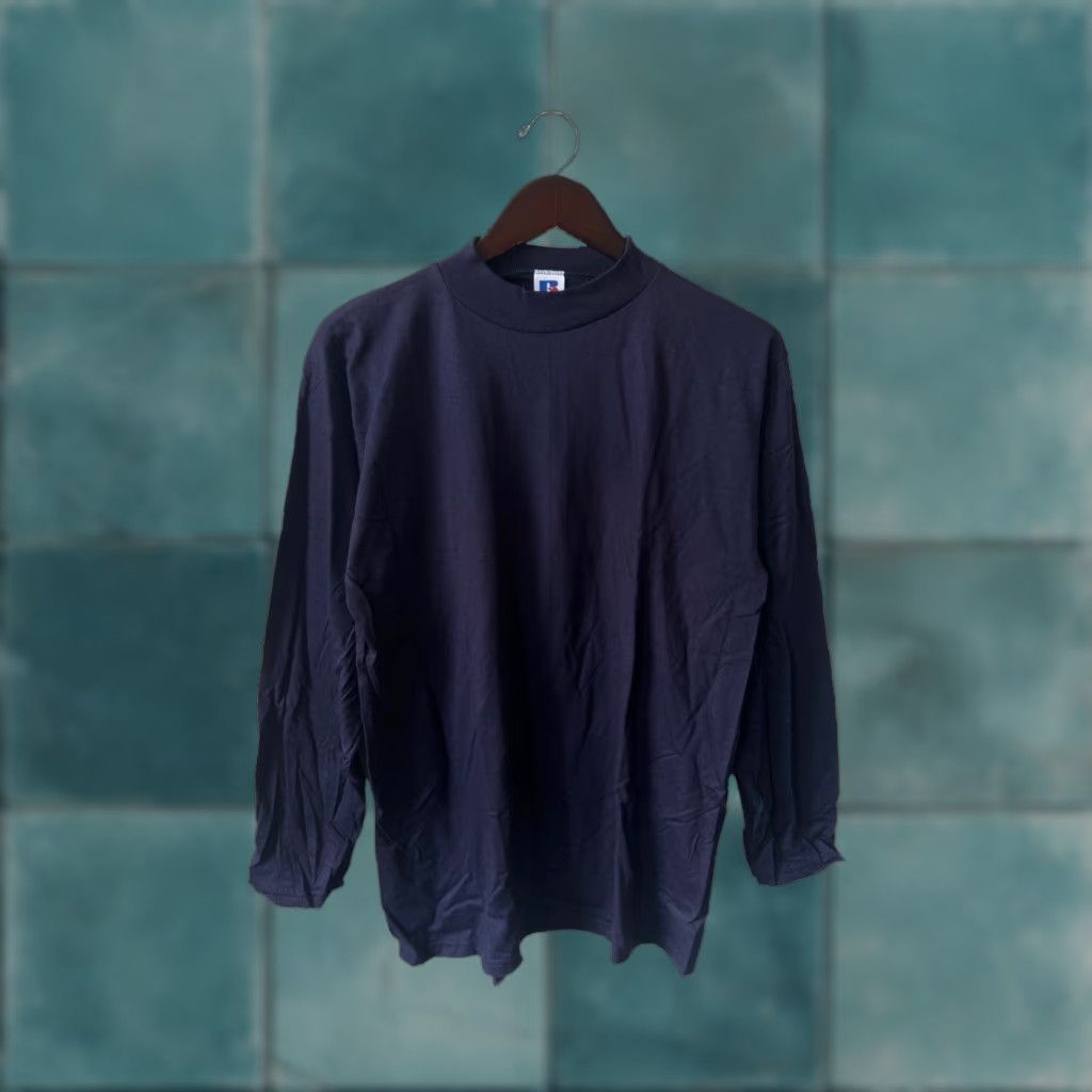 Russell Athletic VINTAGE Russell Athletic Mock Turtleneck Shirt Mens M Navy 90s USA NWOT NOS Shirt Mens Size US M / EU 48-50 / 2 - 1 Thumbnail