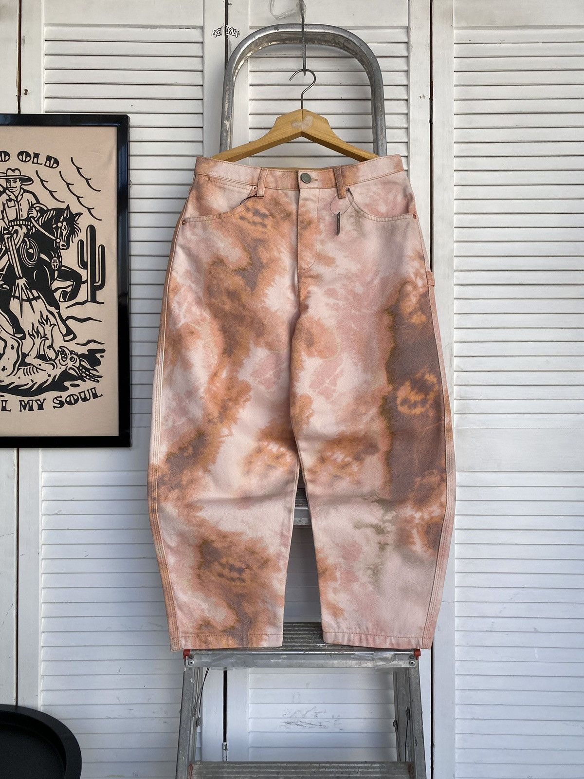Asos × Japanese Brand Crazy ASOS DESIGN Pastel Tie Dye Carpenter Baggy Denim Jeans Size 28" / US 6 / IT 42 - 2 Thumbnail