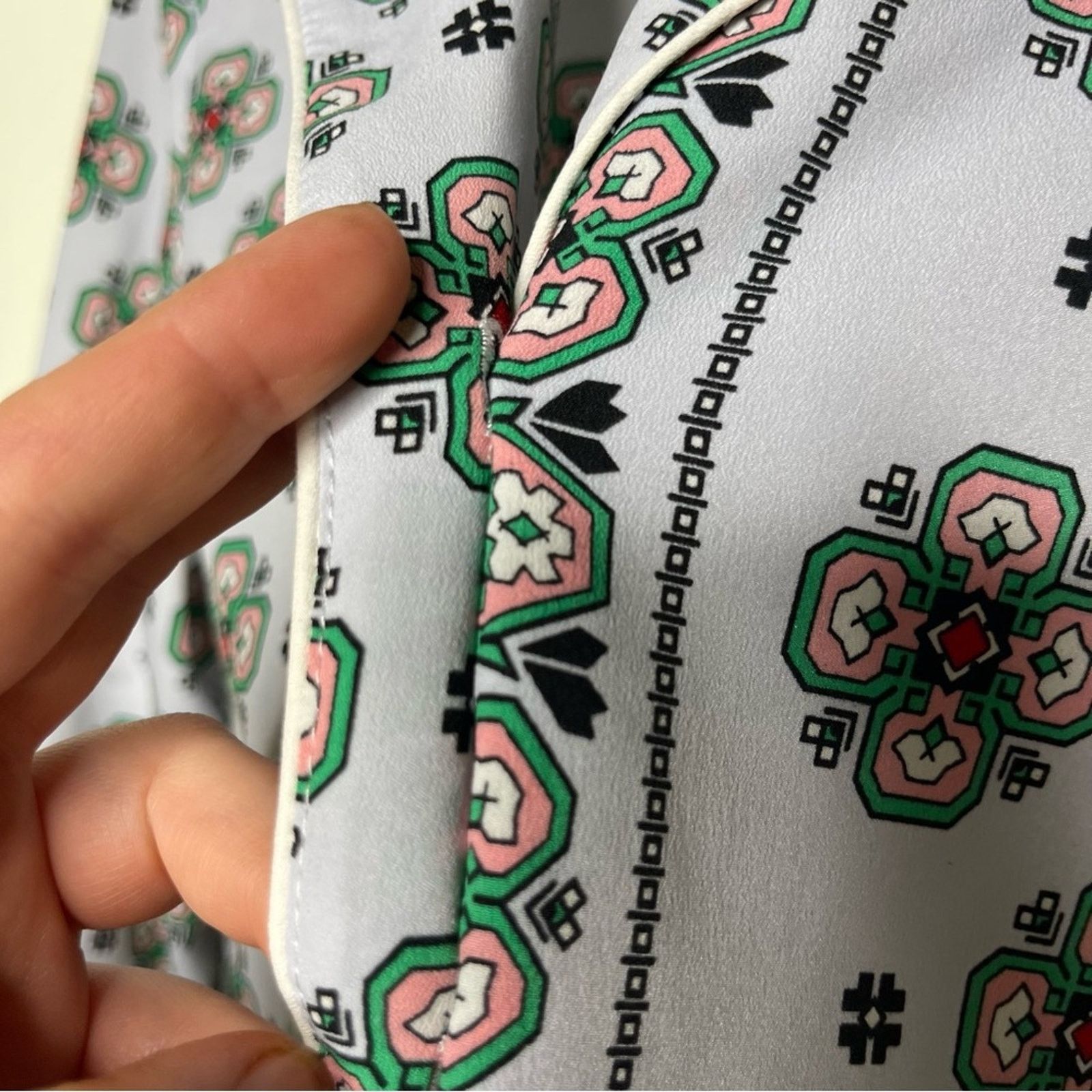 Sandro San­dro Bleu Ciel Print square button down blouse Shirt Size S / US 4 / IT 40 - 5 Thumbnail