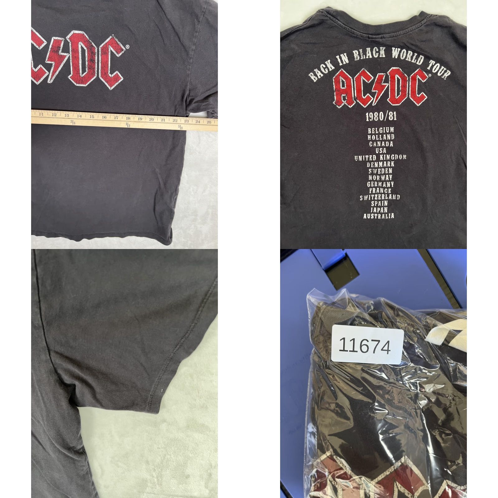 H&M AC/DC T-Shirt Womens L Black Back In Black World Tour H&M Band Graphic Rock Size L / US 10 / IT 46 - 8 Thumbnail