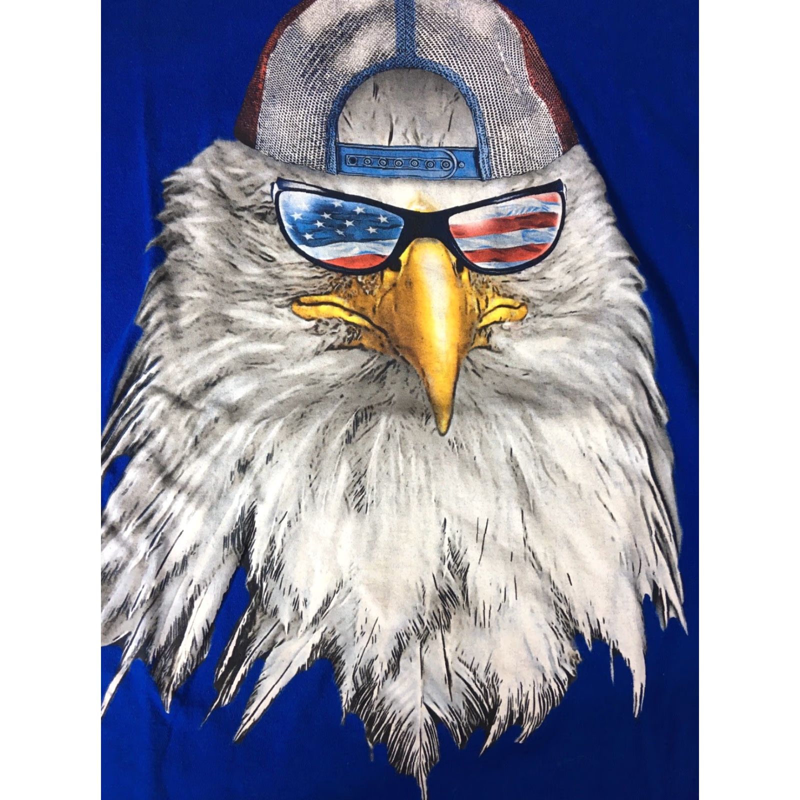 Gildan Bald Eagle Trucker Hat Sunglasses Red White Blue America USA T Shirt Sz M Blue Gildan Graphic Tee Mens Size US M / EU 48-50 / 2 - 2 Thumbnail