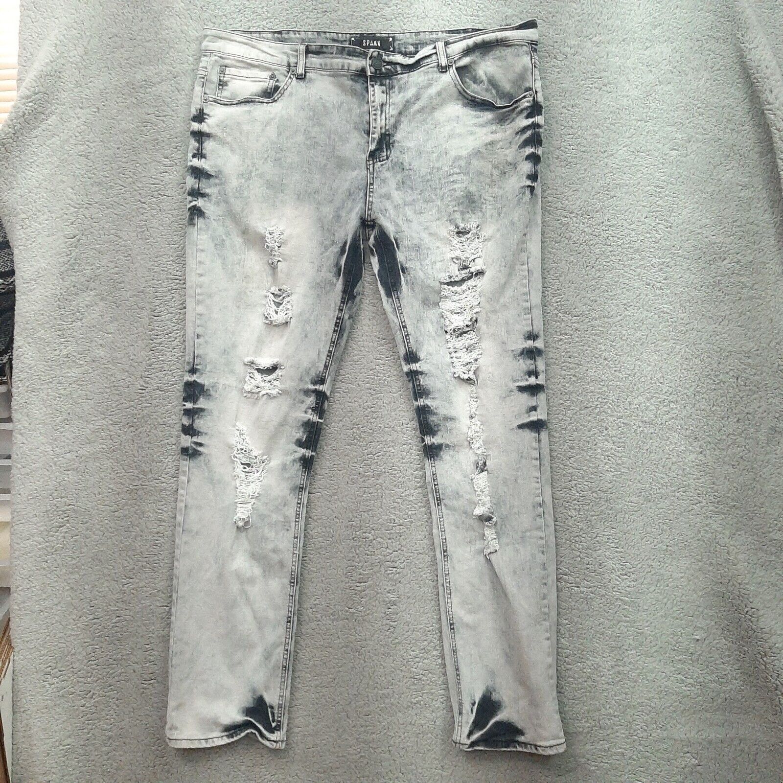 Other Spark ripped repaired Black acid wash Jeans 40X34 90's Y2K Size US 40 / EU 56 - 1 Thumbnail