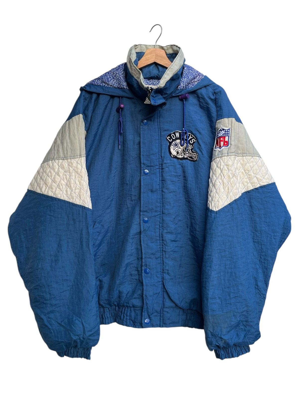 NFL Vintage Hawk Activewear Sports Dallas Cowboys Nylon Jacket Size US XL / EU 56 / 4 - 2 Thumbnail