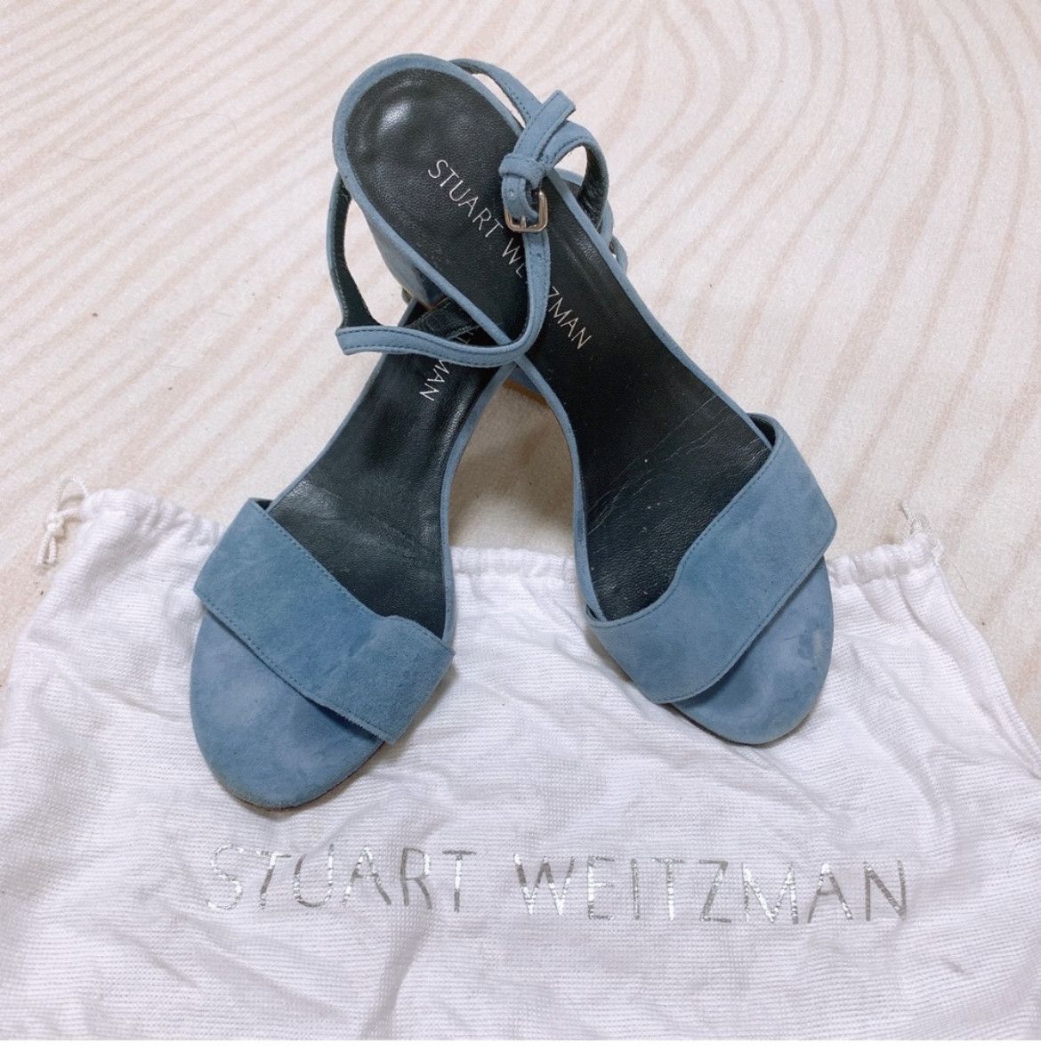 Stuart Weitzman Stuart Weitzman Blue Velvet Sandals US 7 1/2M Size US 7.5 / IT 37.5 - 1 Thumbnail
