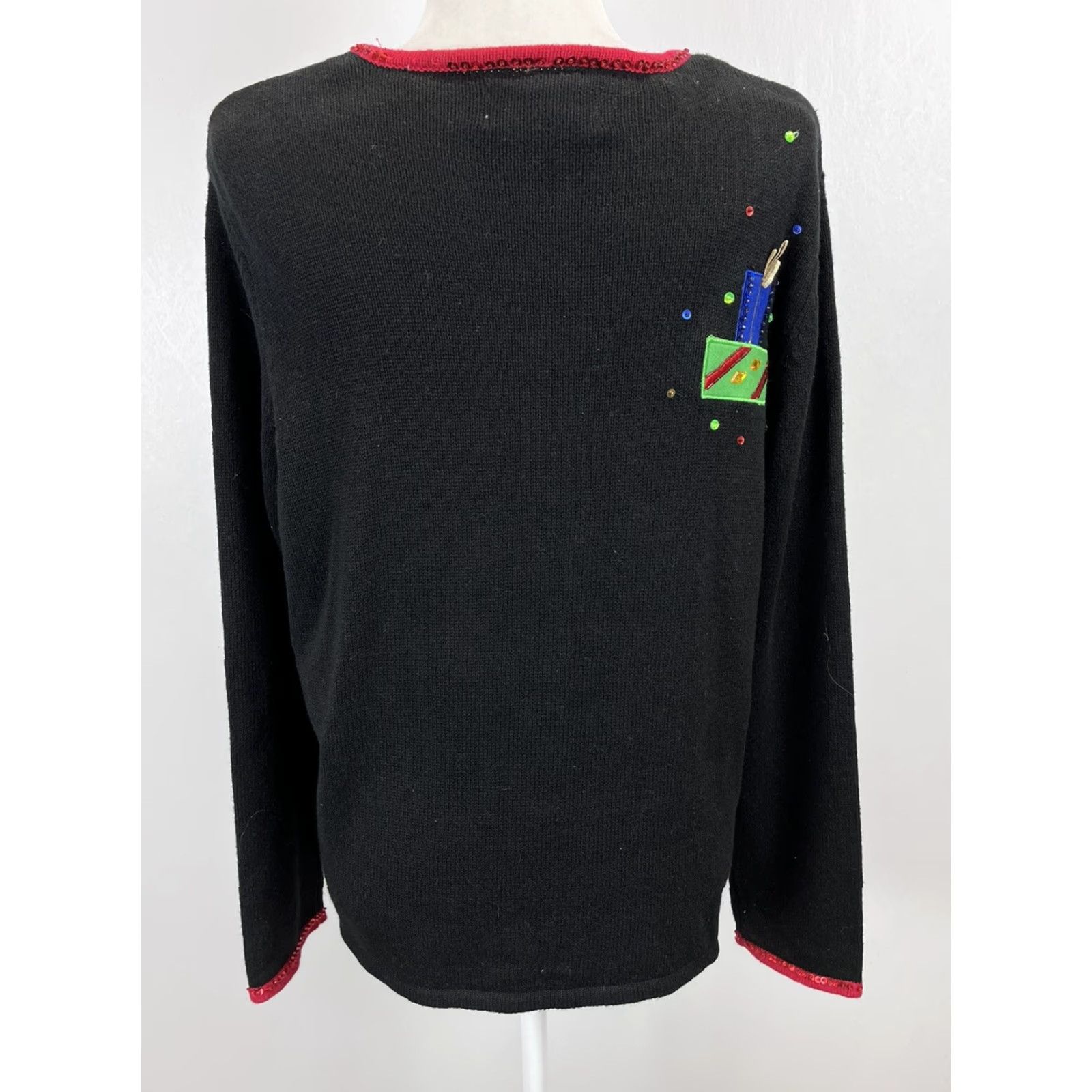 Vintage VINTAGE Heirloom Collectibles Christmas Cardigan Sweater XL Black Ugly Sweater 90s Holiday Womens Size XL / US 12-14 / IT 48-50 - 3 Thumbnail