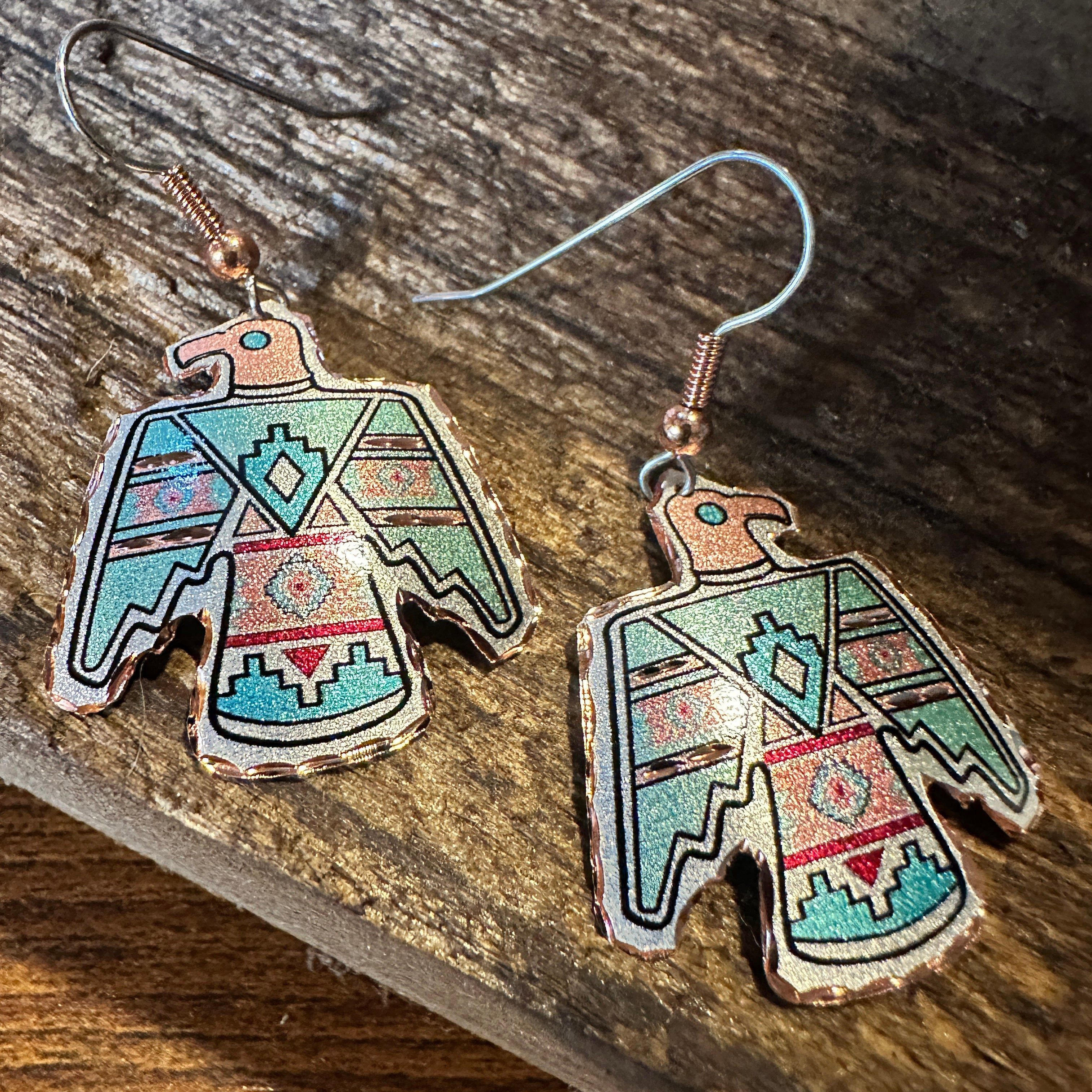 Other Handcrafted Boho Copper Earrings, Southwestern Thunderbird Size ONE SIZE - 4 Thumbnail