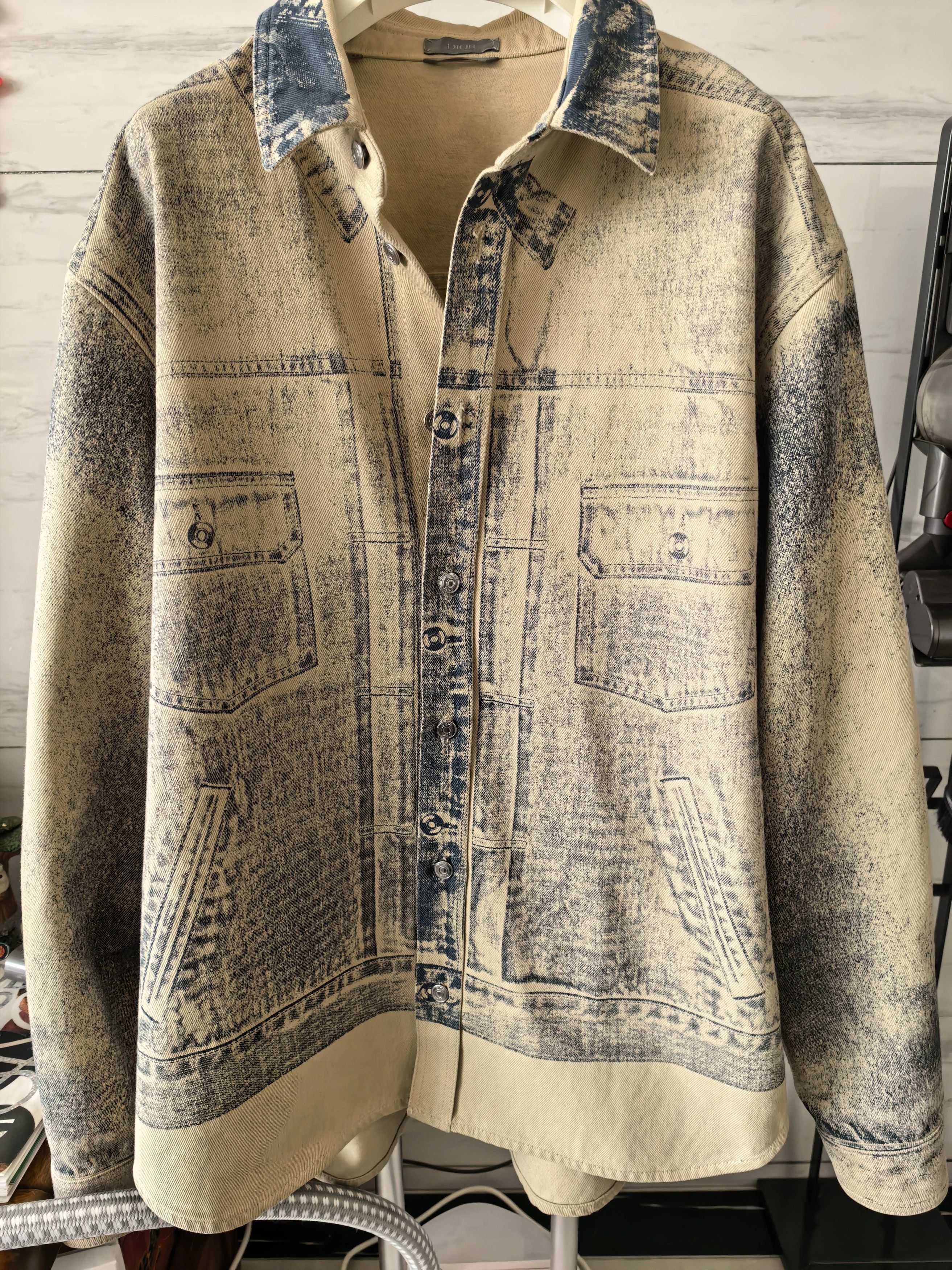 Dior FW23 Distressed Lapel Denim Shirt Jacket 42 Jay Chou
