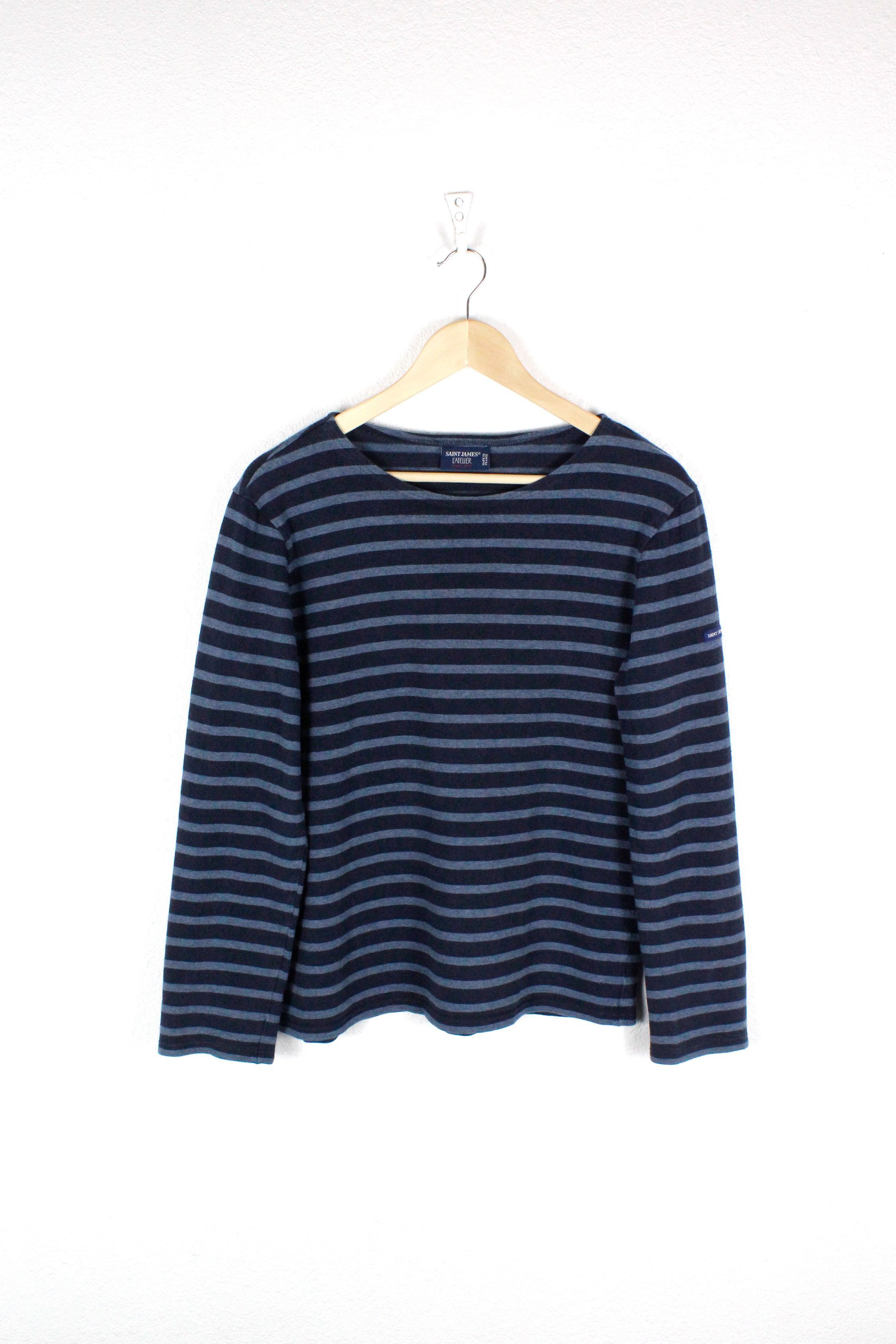 Saint James × Vintage Womens Saint James L'Atelier Striped Breton LS T-shirt 90s Size M / US 6-8 / IT 42-44 - 1 Thumbnail
