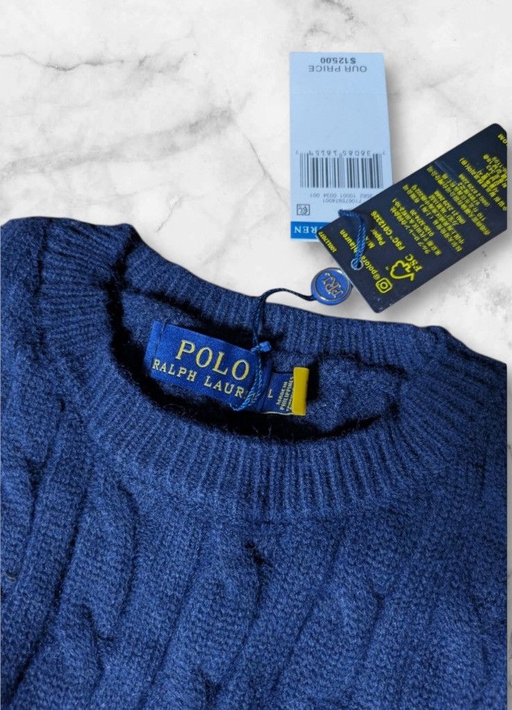 Ralph Lauren Polo Ralph Lauren Herren Pullover Blau Zopfmuster Size US L / EU 52-54 / 3 - 3 Thumbnail