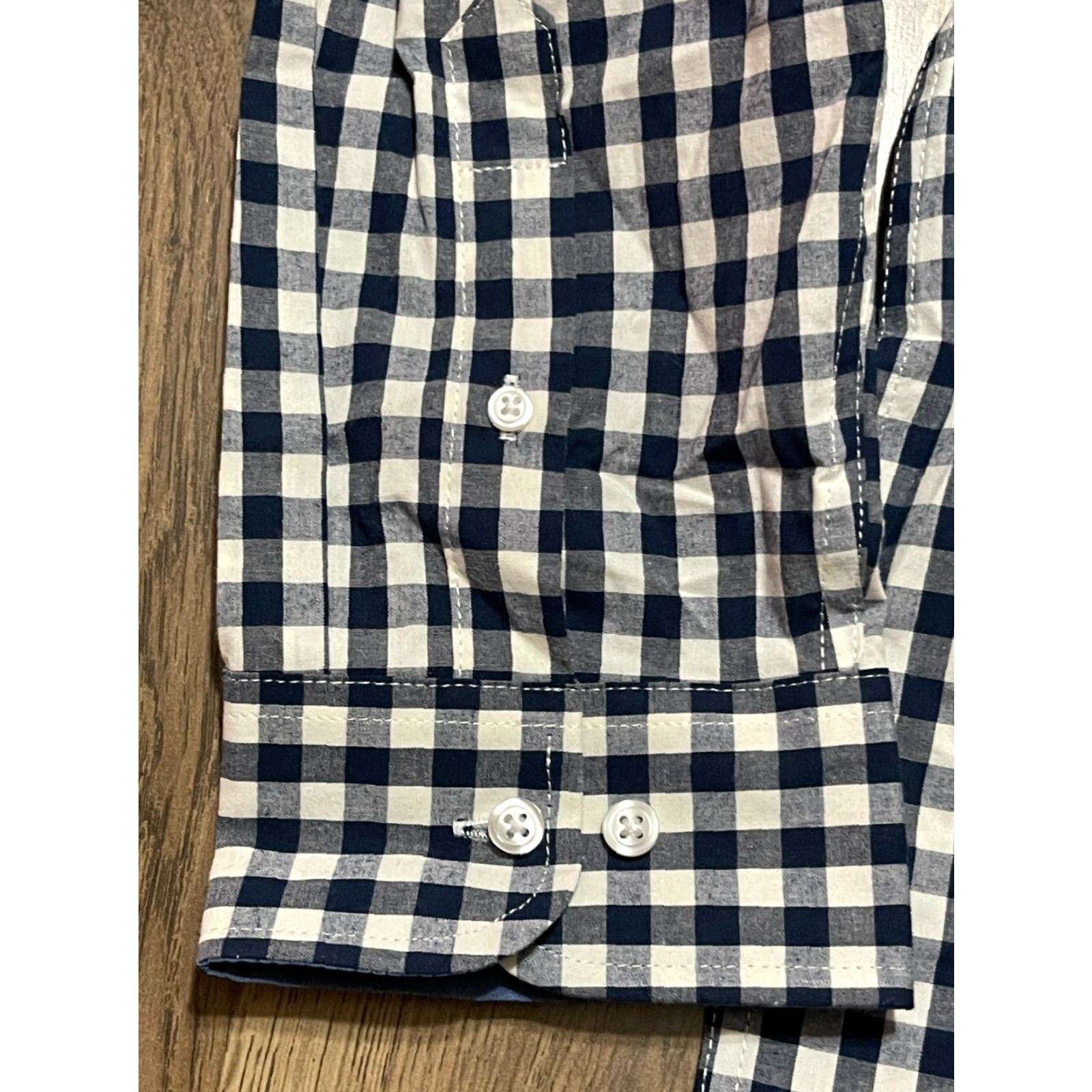 George George Shirt Mens L Blue White Plaid Button Up Long Sleeve Classic Fit Size US L / EU 52-54 / 3 - 4 Thumbnail