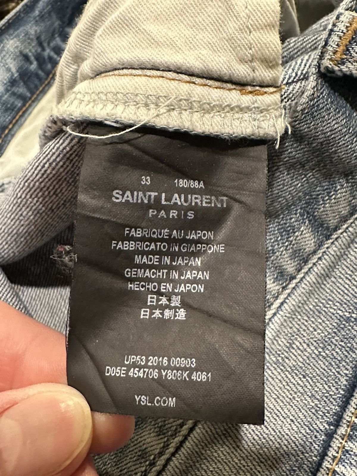 Hedi Slimane × Saint Laurent Paris Saint Laurent x Hedi SS16 Blue Wash Distressed D02 Denim Size US 33 - 13 Thumbnail