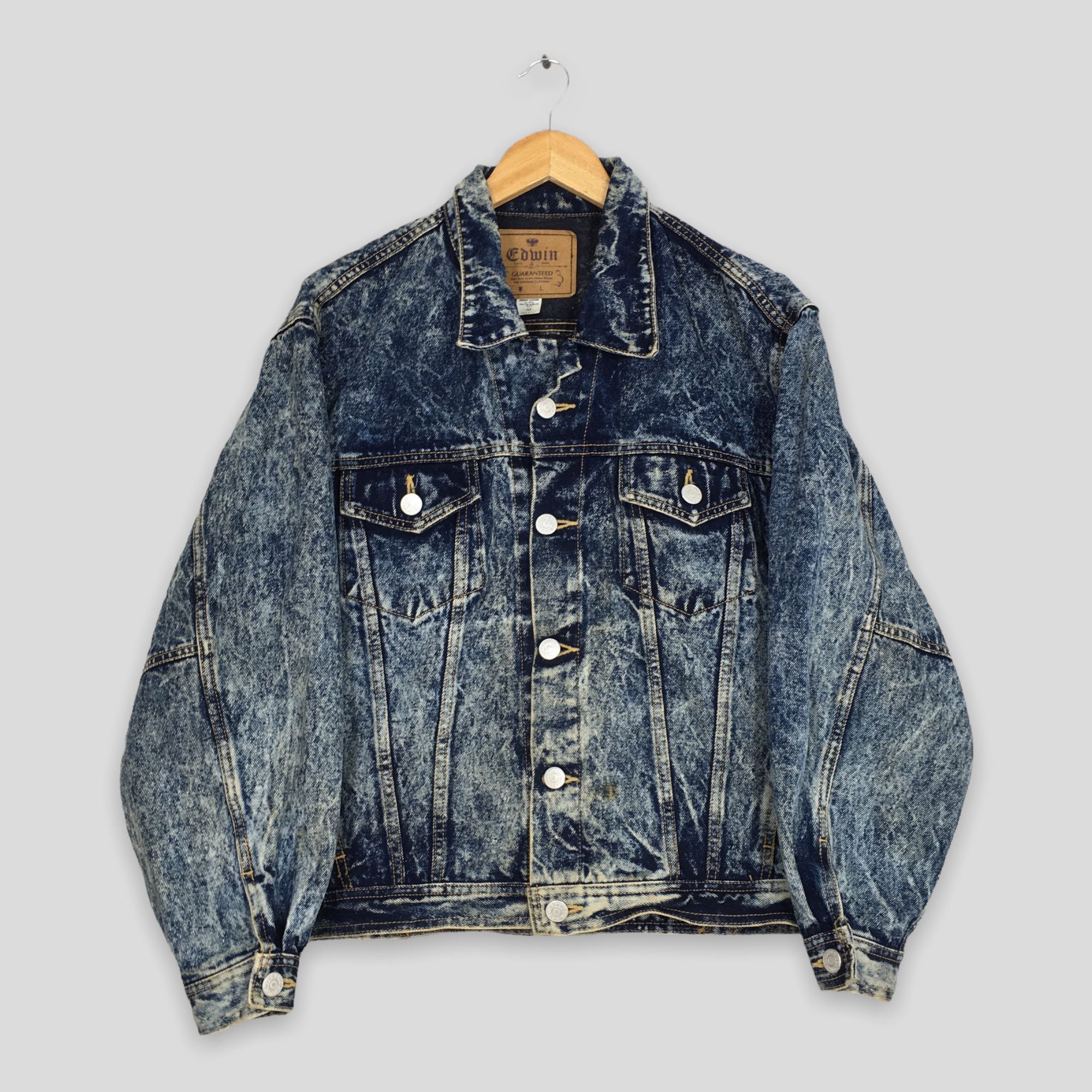 Edwin Vintage Edwin Trucker Denim Trucker Acid Wash Jacket Medium Size US M / EU 48-50 / 2 - 1 Thumbnail