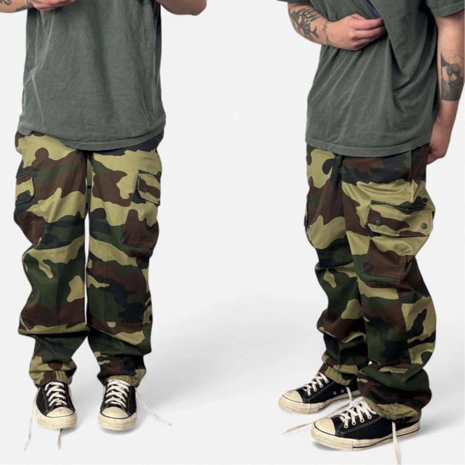 Vintage 90s Baggy Camo Canvas Cargo Pants Size US 34 / EU 50 - 1 Thumbnail