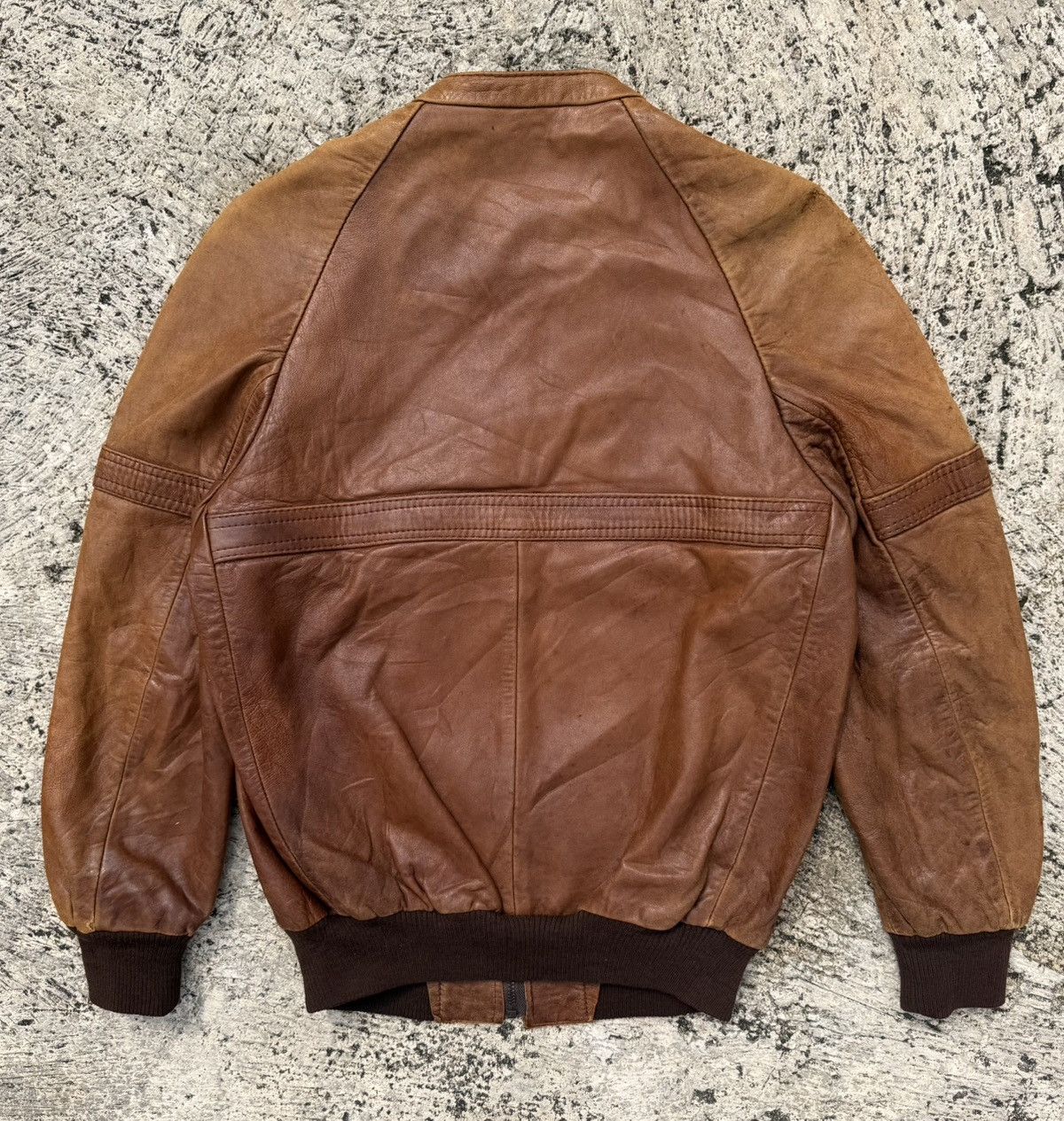 Vintage 🔥Vintage Real Leather Jacket Brown Distressed Bomber Rare Size US M / EU 48-50 / 2 - 9 Thumbnail