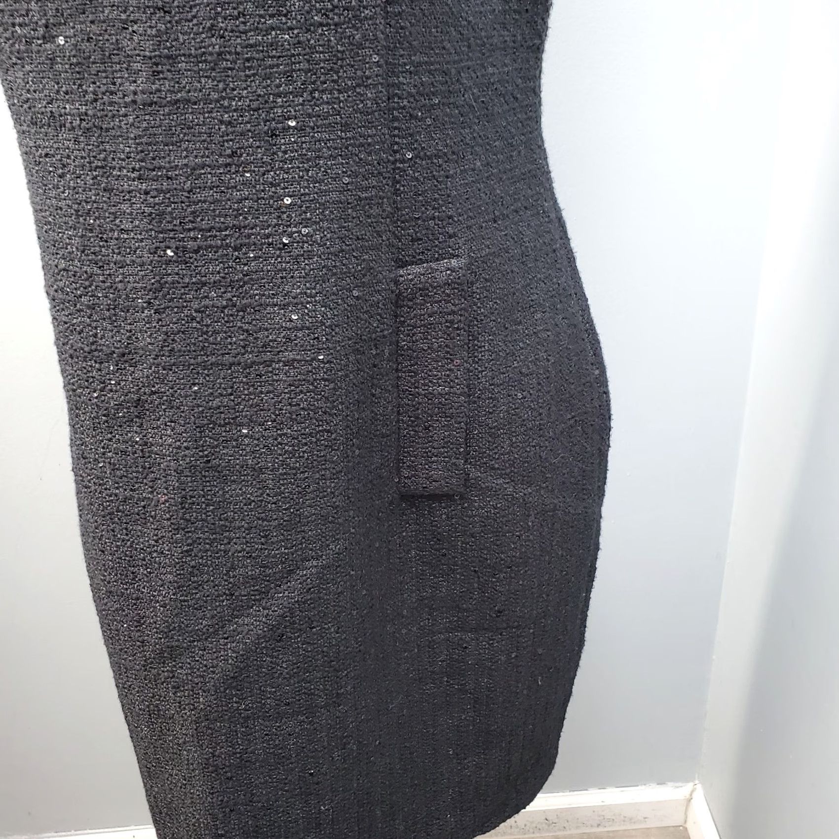 Anne Klein Anne Klein Sheath Dress Womens Size 8 Black Sleeveless Sequin Tweed Boucle Midi Dress Size M / US 6-8 / IT 42-44 - 6 Thumbnail