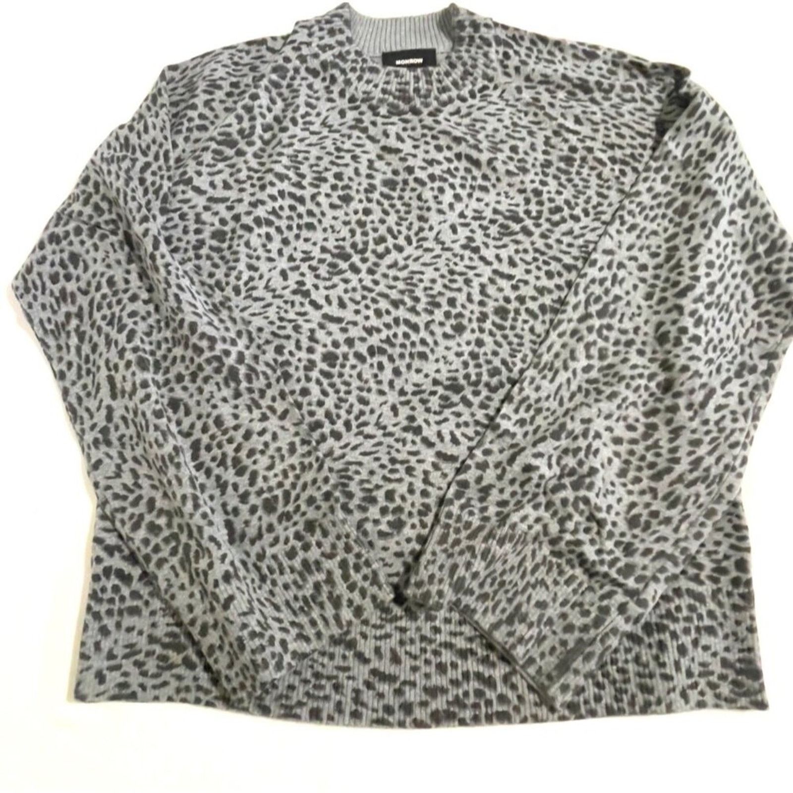 MONROW Monrow · Medium · Leopard Mock Neck Pullover Cotton Cashmere Size M / US 6-8 / IT 42-44 - 7 Thumbnail