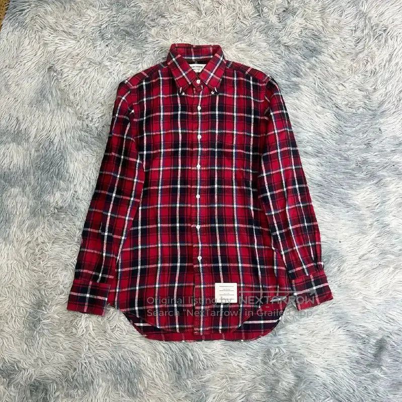 Thom Browne Thom Browne Red Plaid Cotton Shirt for Men . Size US M / EU 48-50 / 2 - 1 Thumbnail
