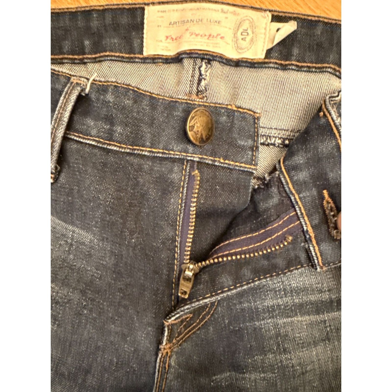 Free People Free People Jeans Skinny Womens 25 Denim Embroidered Patch Bohemian Leather Not applicable Size 27" / US 4 / IT 40 - 4 Thumbnail
