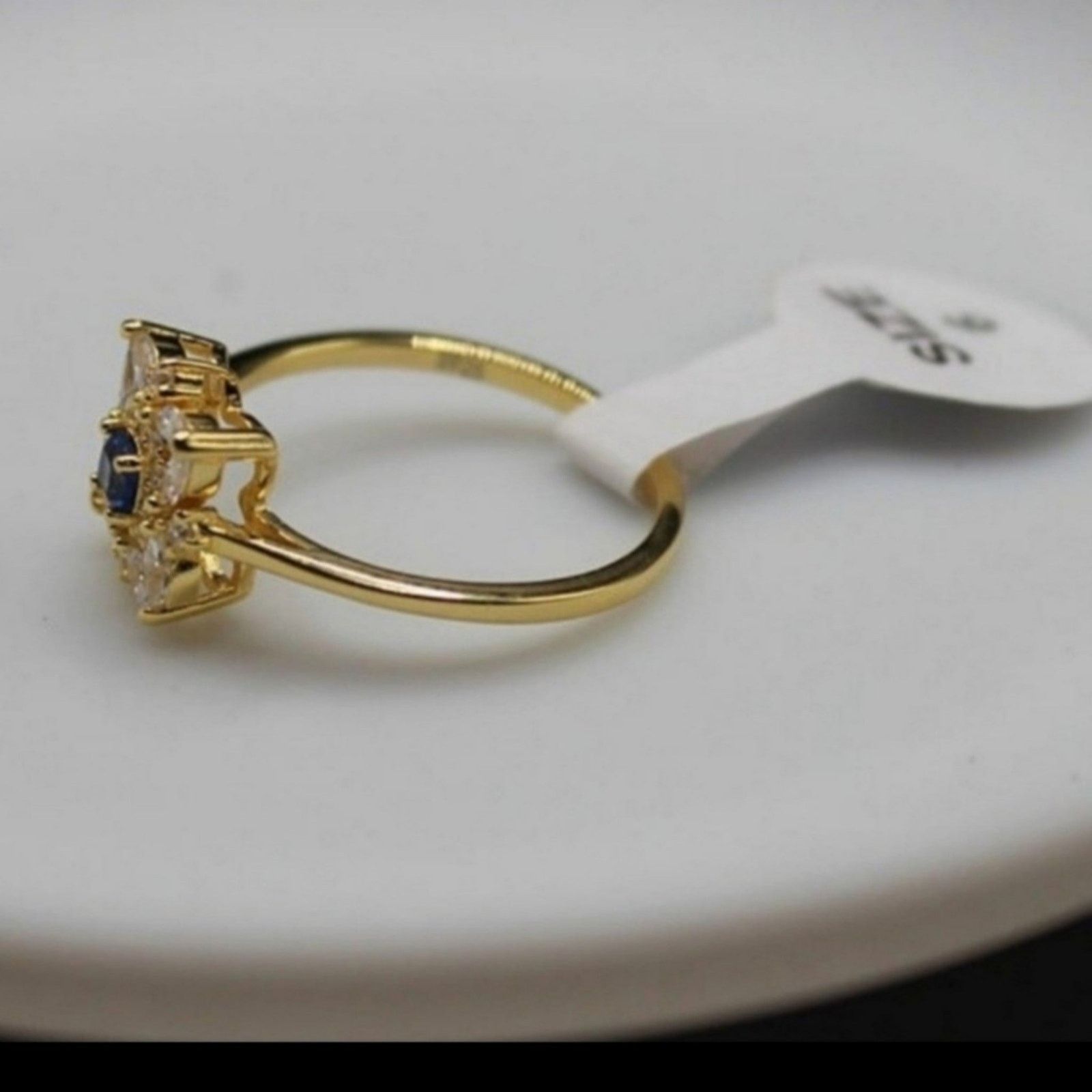Other Flower Ring Cubic Zirconia Synthetic 18k Yellow Gold/Blue 8 Size ONE SIZE - 7 Thumbnail