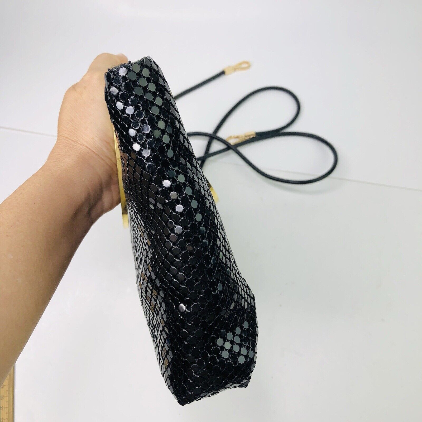 Other Black Blink Glam Mesh Clutch Handbag Foldable Gold Handle Size ONE SIZE - 3 Thumbnail