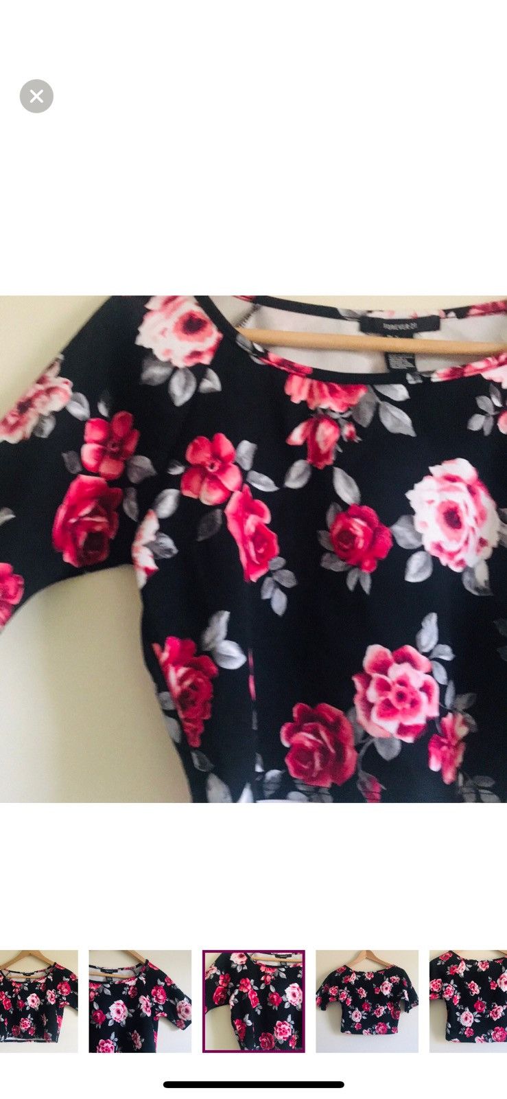 Forever 21 FOREVER 21 FLORAL SHORT SLEEVE CROP TOP Size L / US 10 / IT 46 - 5 Thumbnail