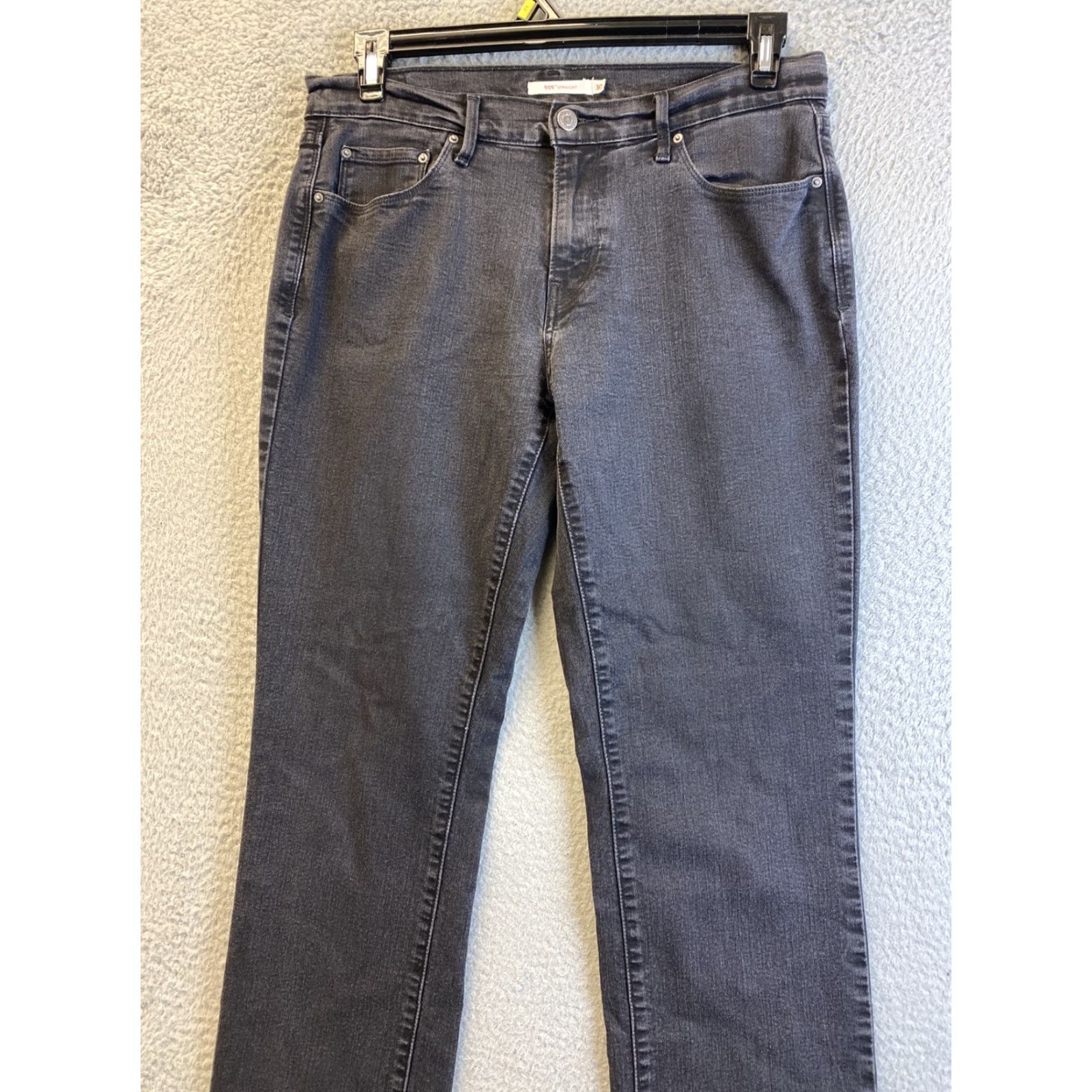 Vintage LEVI'S 505 Black Skinny Jeans Womens 30 Regular Stretch Mid Rise 31in Solid Stars Size 30" / US 8 / IT 44 - 3 Thumbnail