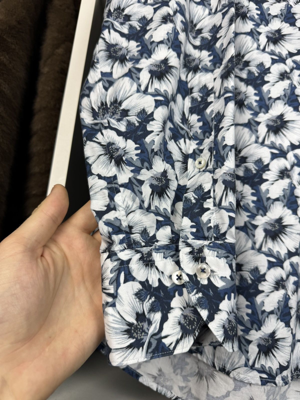 Strenstroms Stenströms Fitted Body Floral Print LS Shirt Size 17.5/44 Size US XL / EU 56 / 4 - 15 Thumbnail