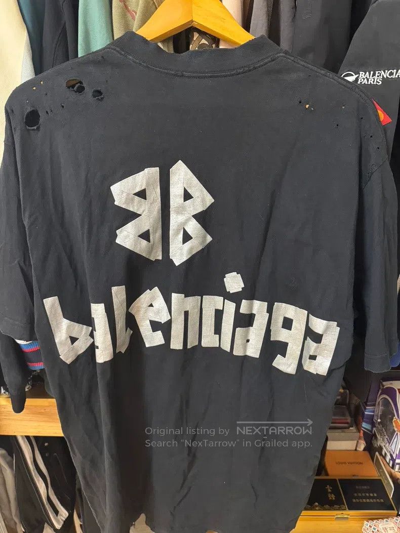 Balenciaga Balenciaga Silver tape distressed short-sleeve, XS size Size US XS / EU 42 / 0 - 2 Thumbnail