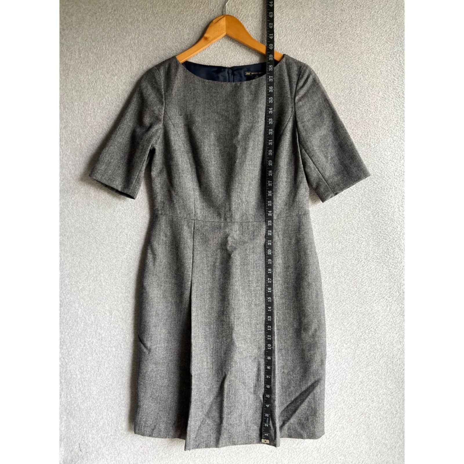 VINTAGE Brooks Brothers Women's Dress Midi Sheath Gray Wool Long