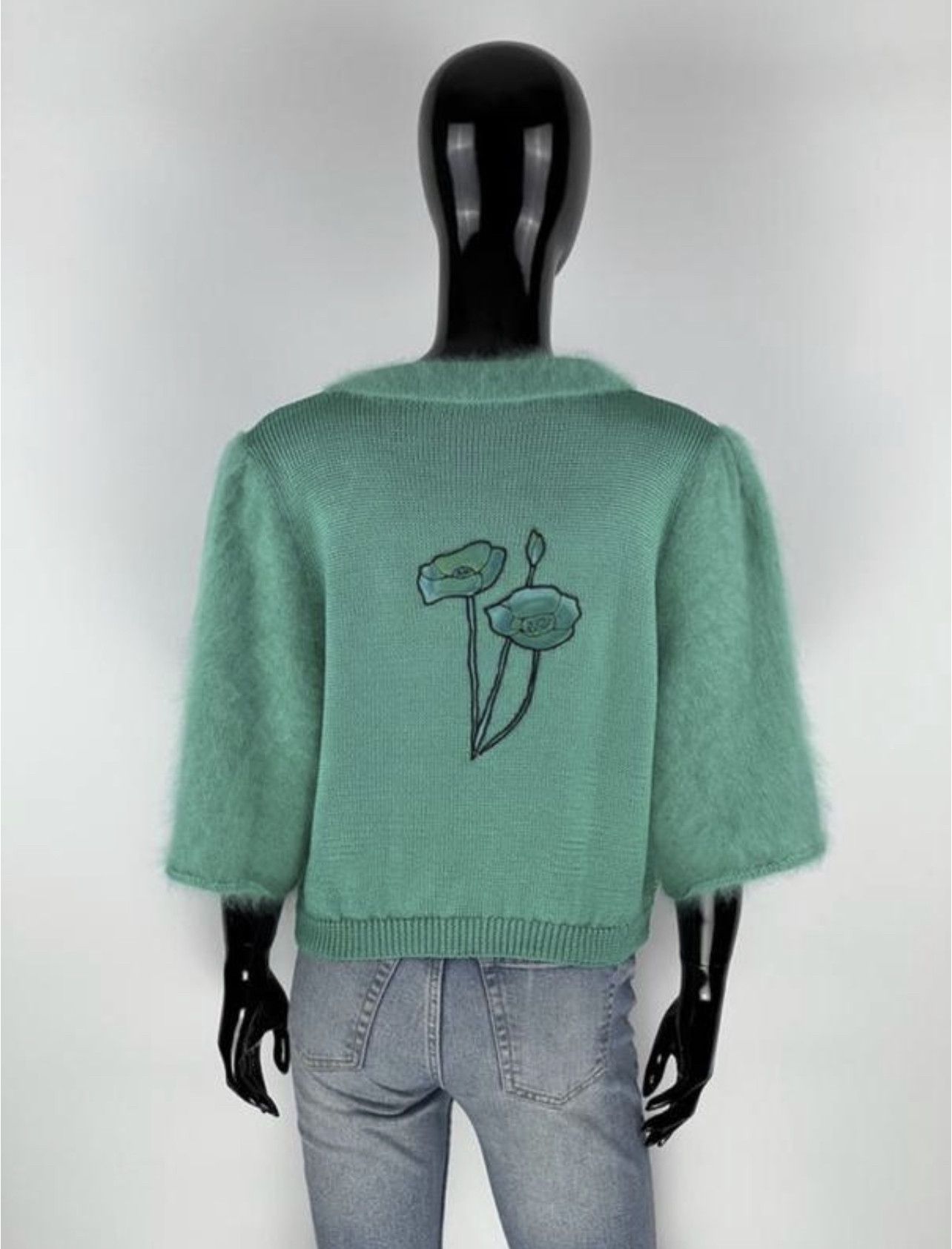 Handmade × Vintage Vintage Kornelia Frings Silk Angora Cropped Cardigan Size M Size M / US 6-8 / IT 42-44 - 3 Thumbnail