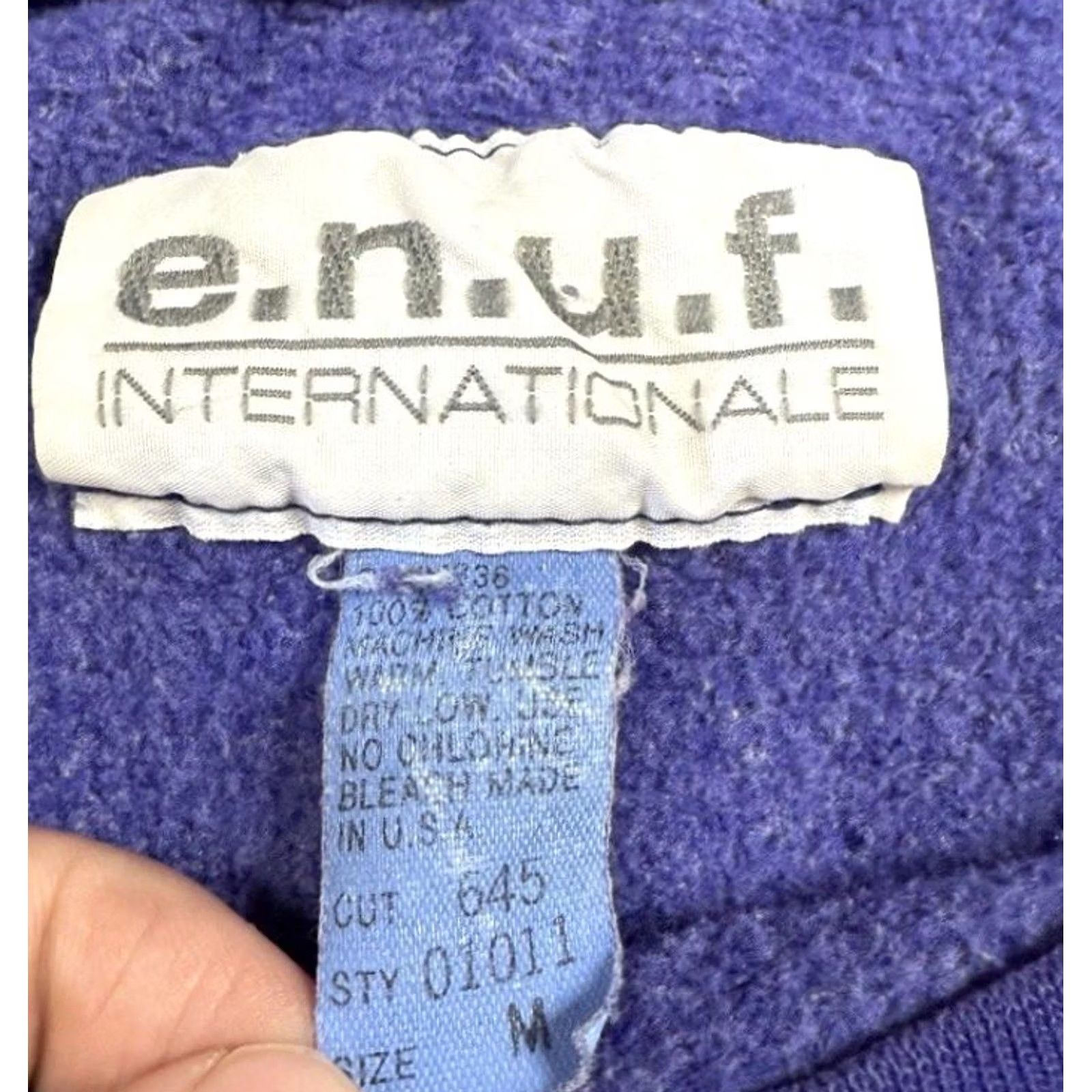 Vintage VINTAGE ENUF Sweatshirt Logo Graphic Print 90s Blue Purple Crew Neck Pullover Unisex Medium M Size US M / EU 48-50 / 2 - 2 Thumbnail
