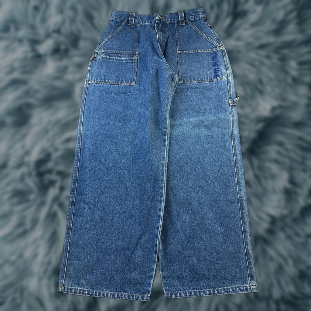 Denime VINTAGE Trust Jeans Mens 32x32 Blue Denim 90s Baggy Distressed Straight 5-Pocket Mens Jeans Size US 32 / EU 48 - 1 Thumbnail