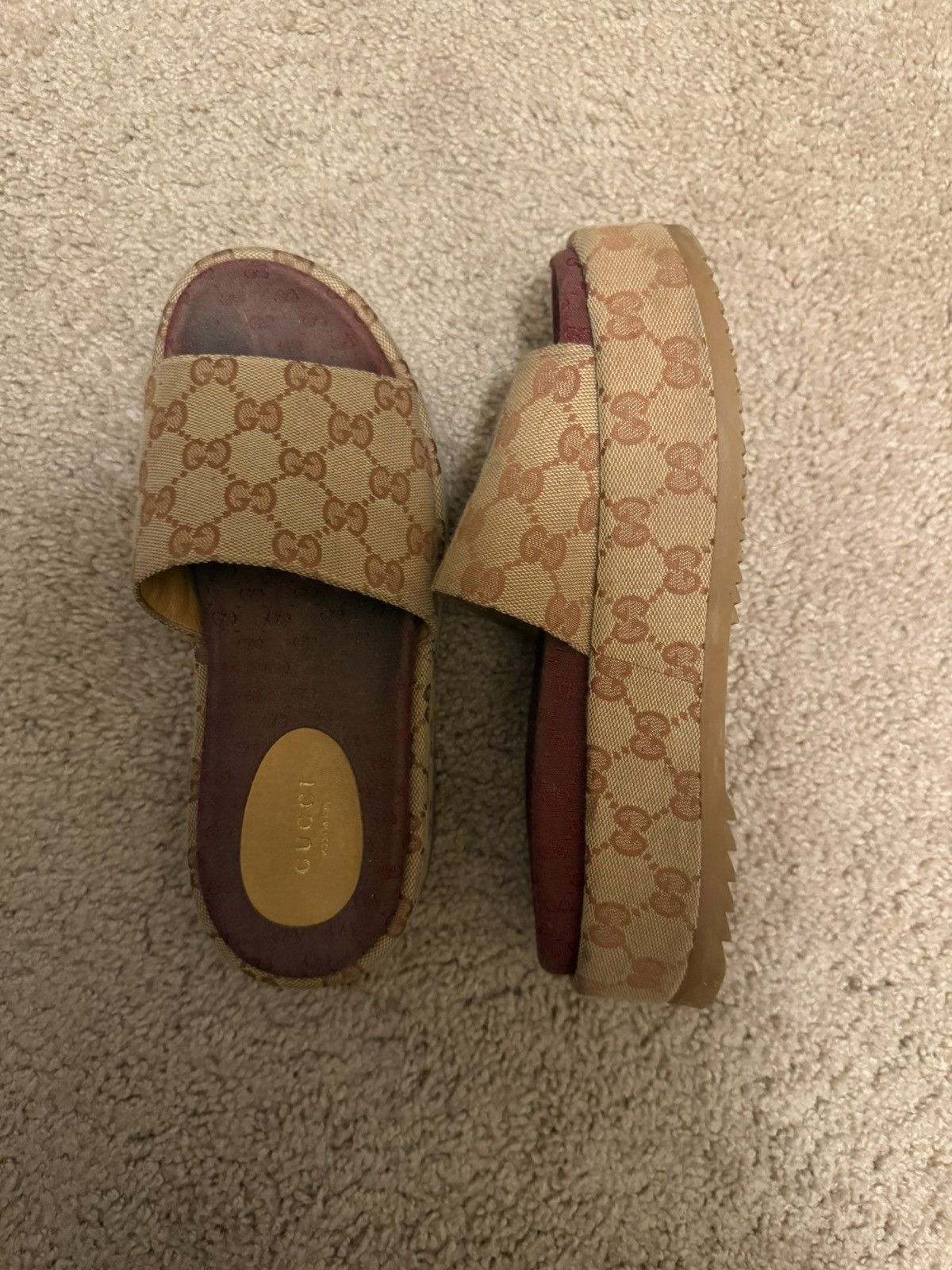 Gucci Gucci GG Supreme Platform Sandals Size US 6.5 / IT 36.5 - 2 Thumbnail