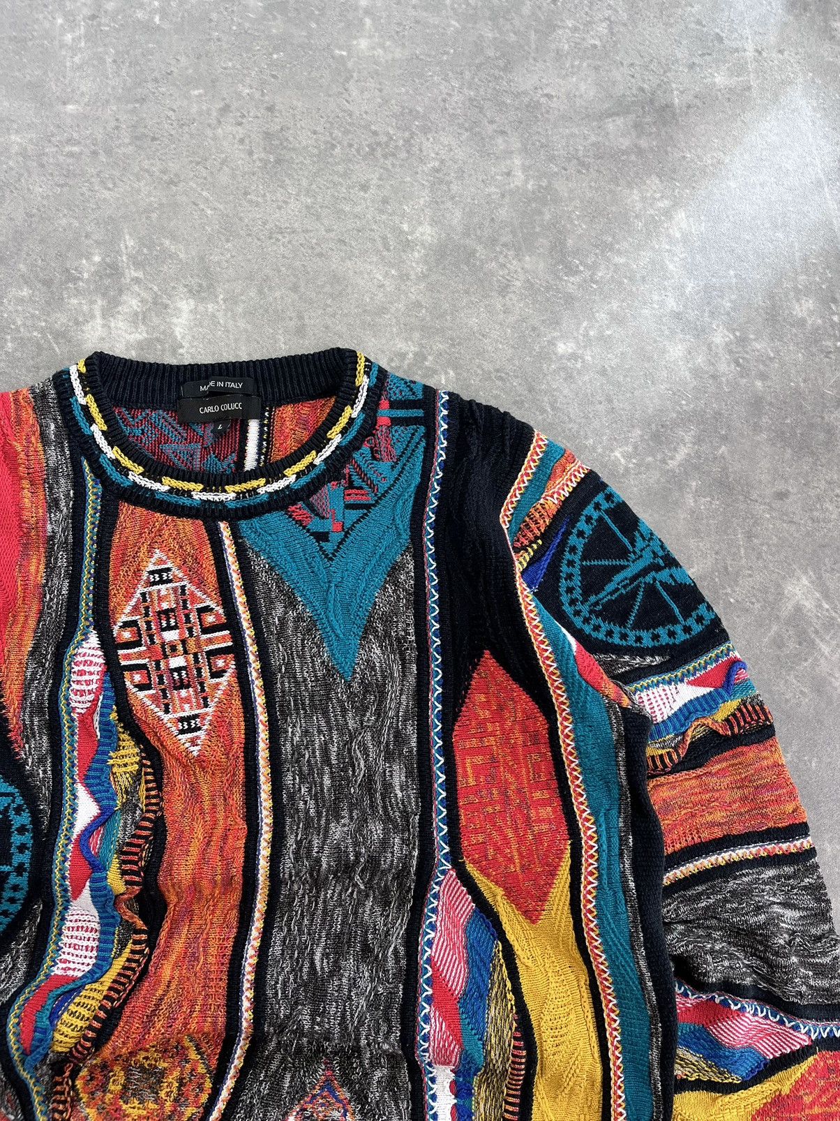 Carlo Colucci Carlo Colucci Jacquard Logo Coloured Cable Knit Sweater 3D L Size US L / EU 52-54 / 3 - 5 Thumbnail