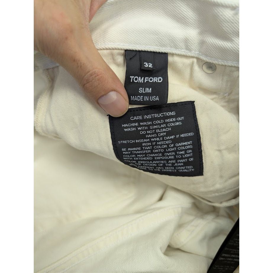 Tom Ford o1rshd1 Denim Slim Jeans in Aged Gum White Size US 32 / EU 48 - 19 Thumbnail