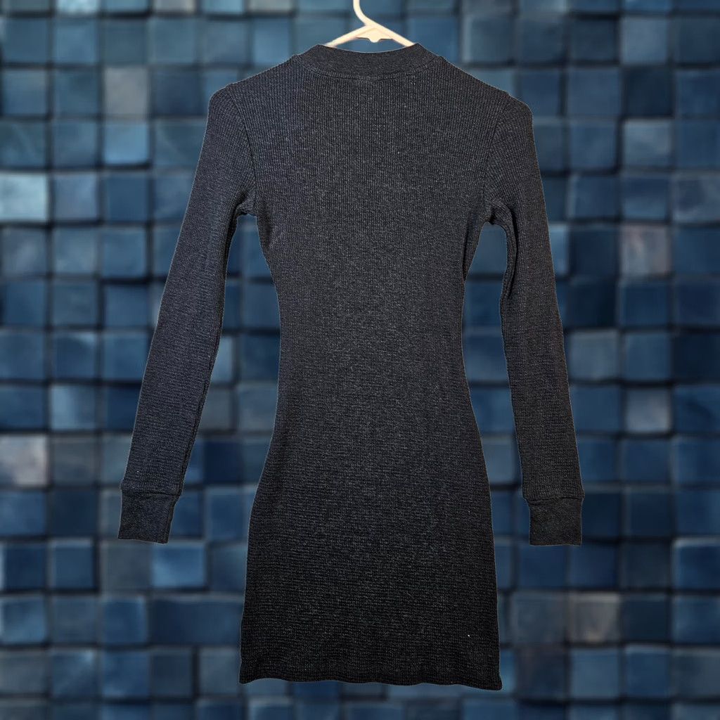 TNA TNA Dark Gray Ribbed Crew Neck Long Sleeve XS A-Line Dress Women Cotton Polyester Solid Casual Size XS / US 0-2 / IT 36-38 - 1 Thumbnail
