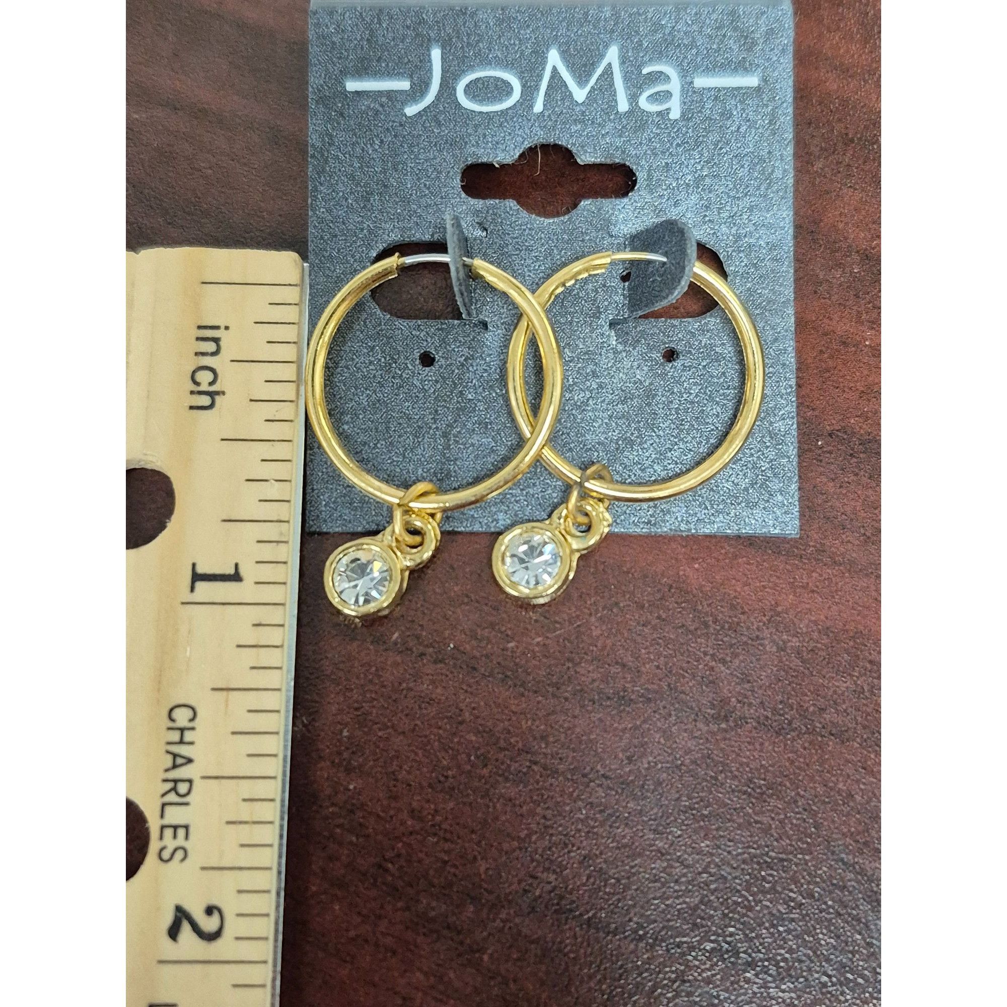 Joma JoMa Hoop Earrings With Cubic Zirconia Dangle Charm Gold-Ton Size ONE SIZE - 3 Thumbnail