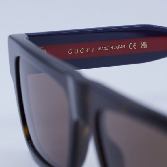 Gucci Gucci GG1868S 002 Sunglasses Havana/Blue/Red Square Frame Size ONE SIZE - 7 Thumbnail