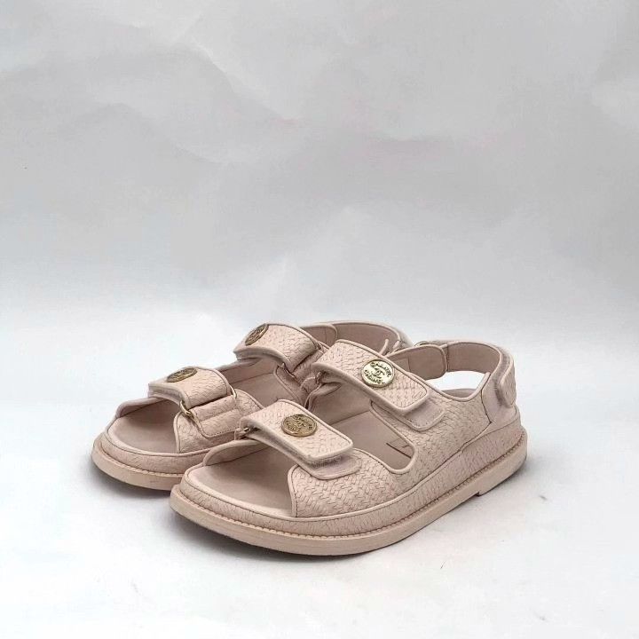 Chanel Chanel Pink Logo Velcro Open-Toe Sandals Size US 5 / IT 35 - 1 Thumbnail