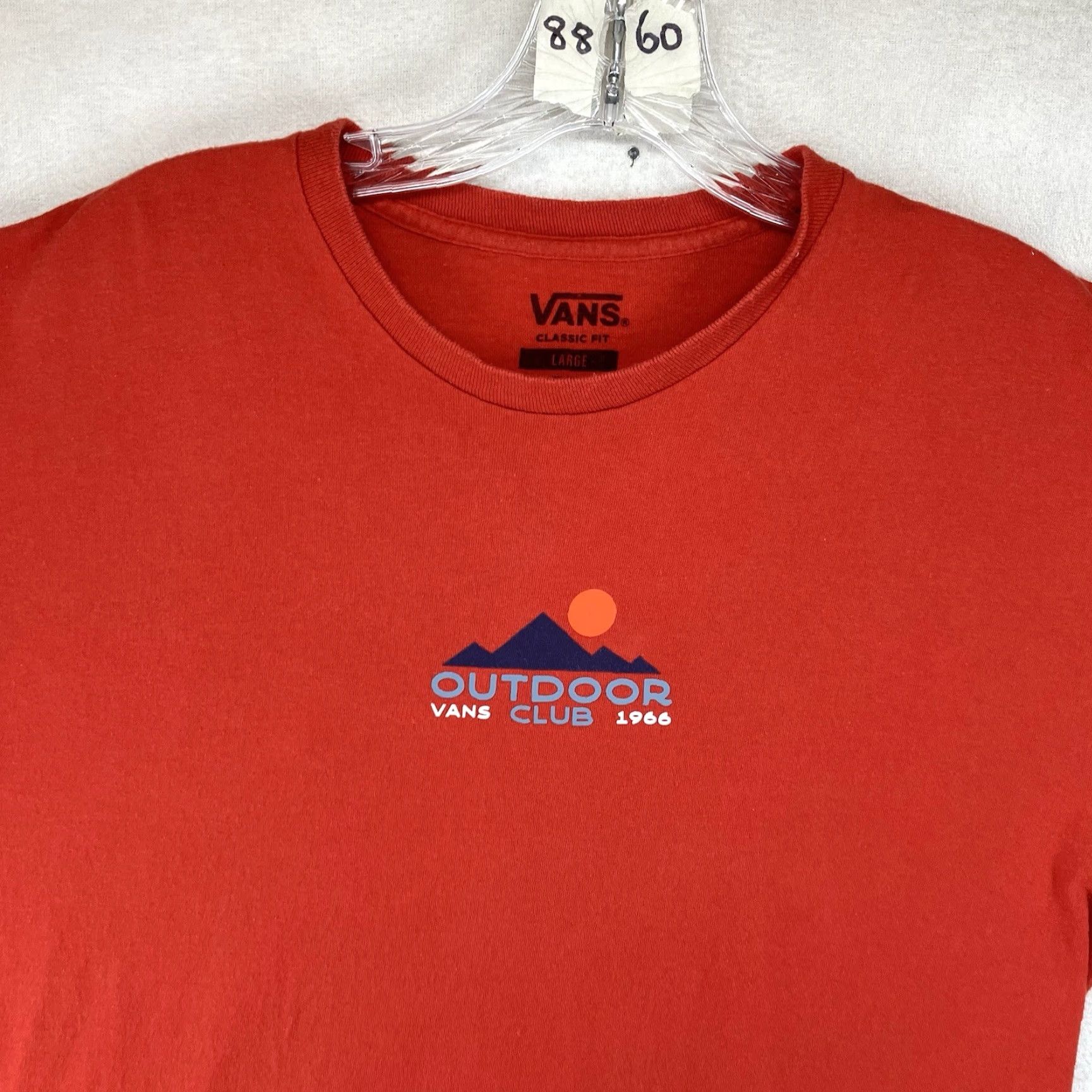 Vans VANS "Outdoor Club" Graphic T-Shirt Men's Large Red Cotton Short Sleeve All Seasons Size US L / EU 52-54 / 3 - 6 Thumbnail