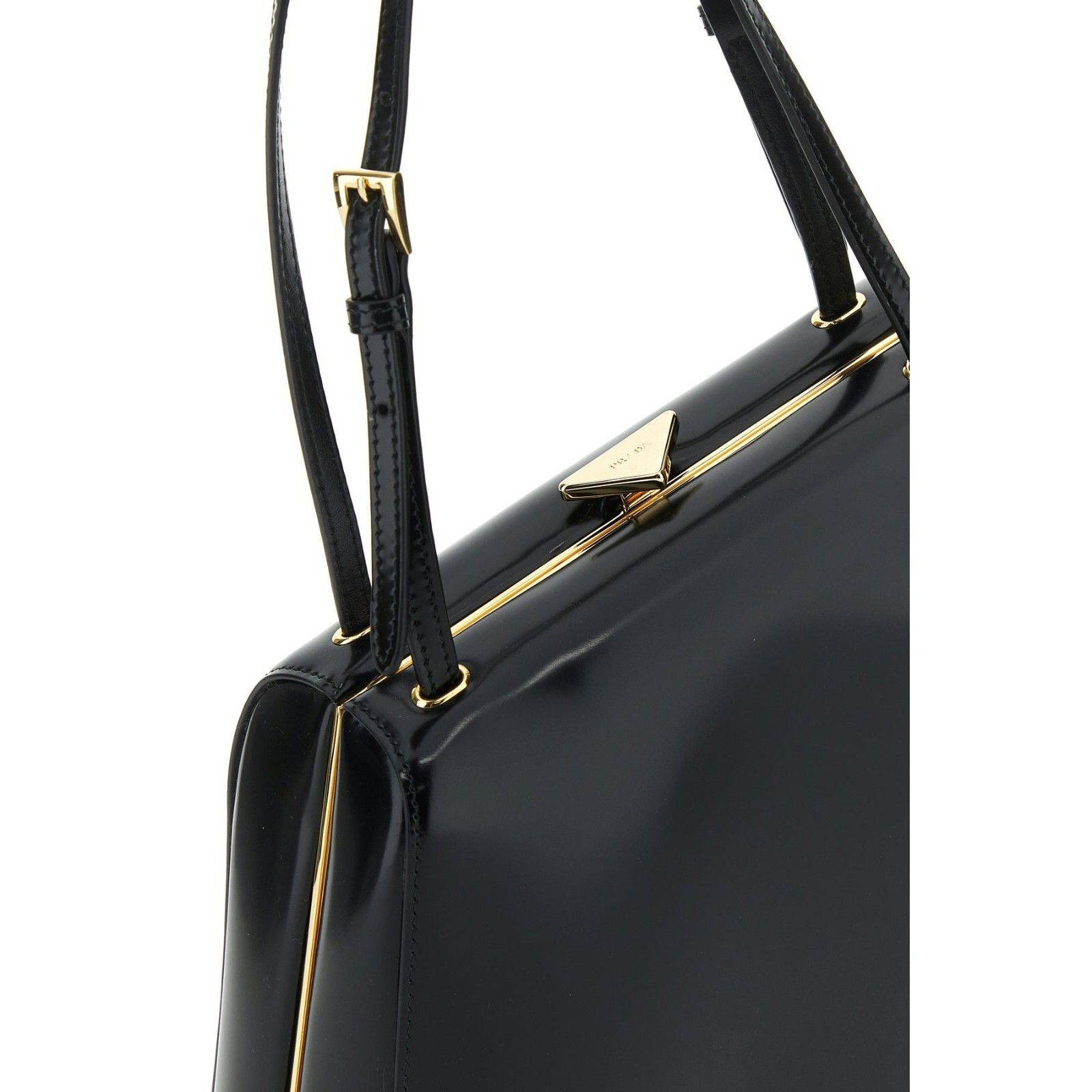Prada PRADA Shape Black Shiny Leather Tote Bag New Size ONE SIZE - 4 Thumbnail