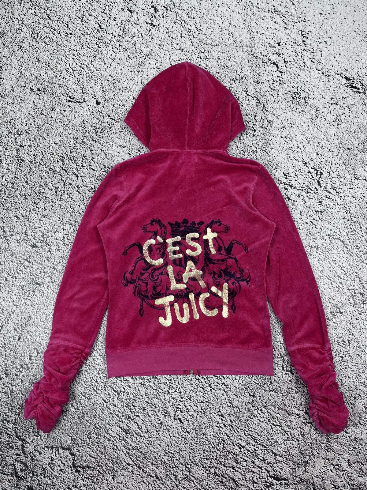 Juicy Couture Vintage Juicy Couture Y2K Glam Velour Pink Zip Up Hoodie Size M / US 6-8 / IT 42-44 - 1 Thumbnail