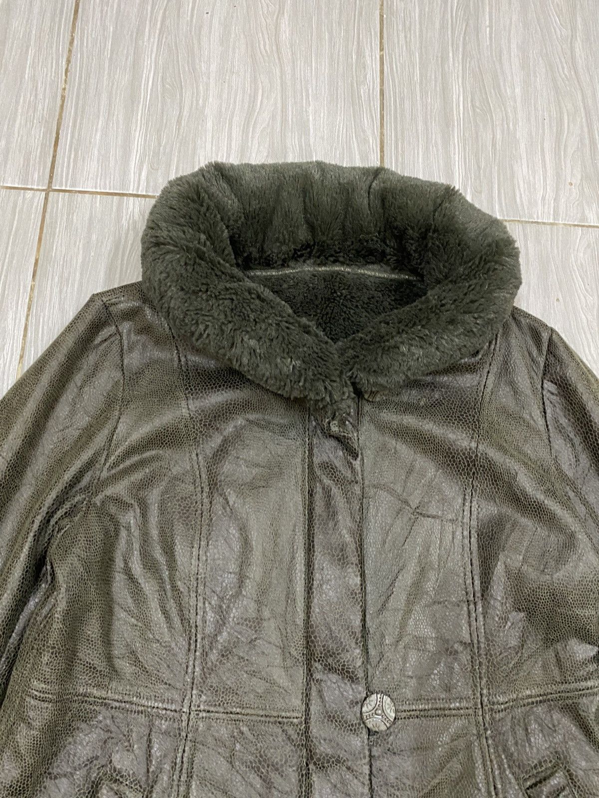 Japanese Brand Arte Soie Olive Shearling Leather Jacket – Japanese Vintage Size M / US 6-8 / IT 42-44 - 5 Thumbnail