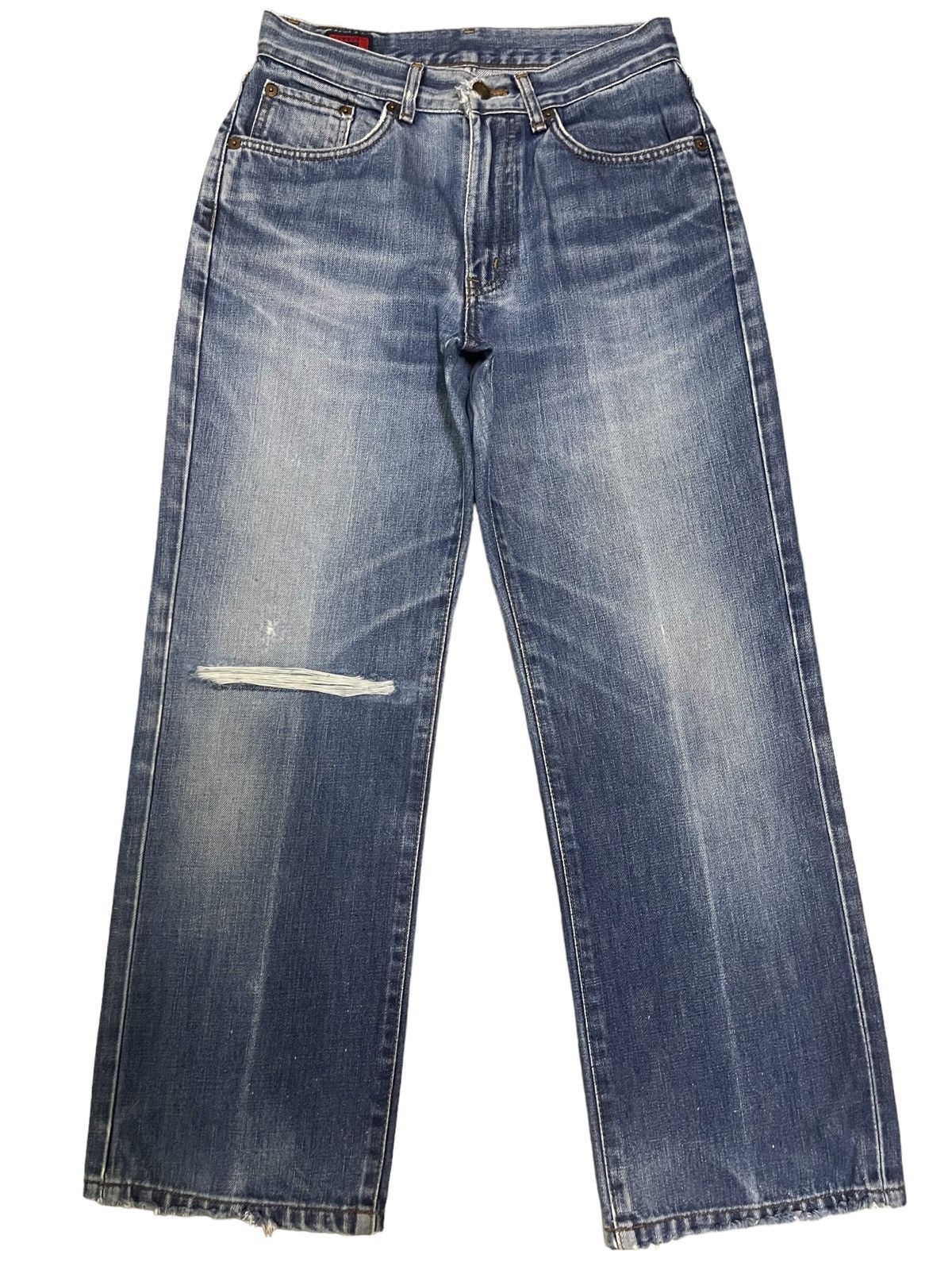 image of Archival Clothing x Edwin Vintage Edwin Blue Wash Distressed Baggy Style Jeans, Women's (Size 26)