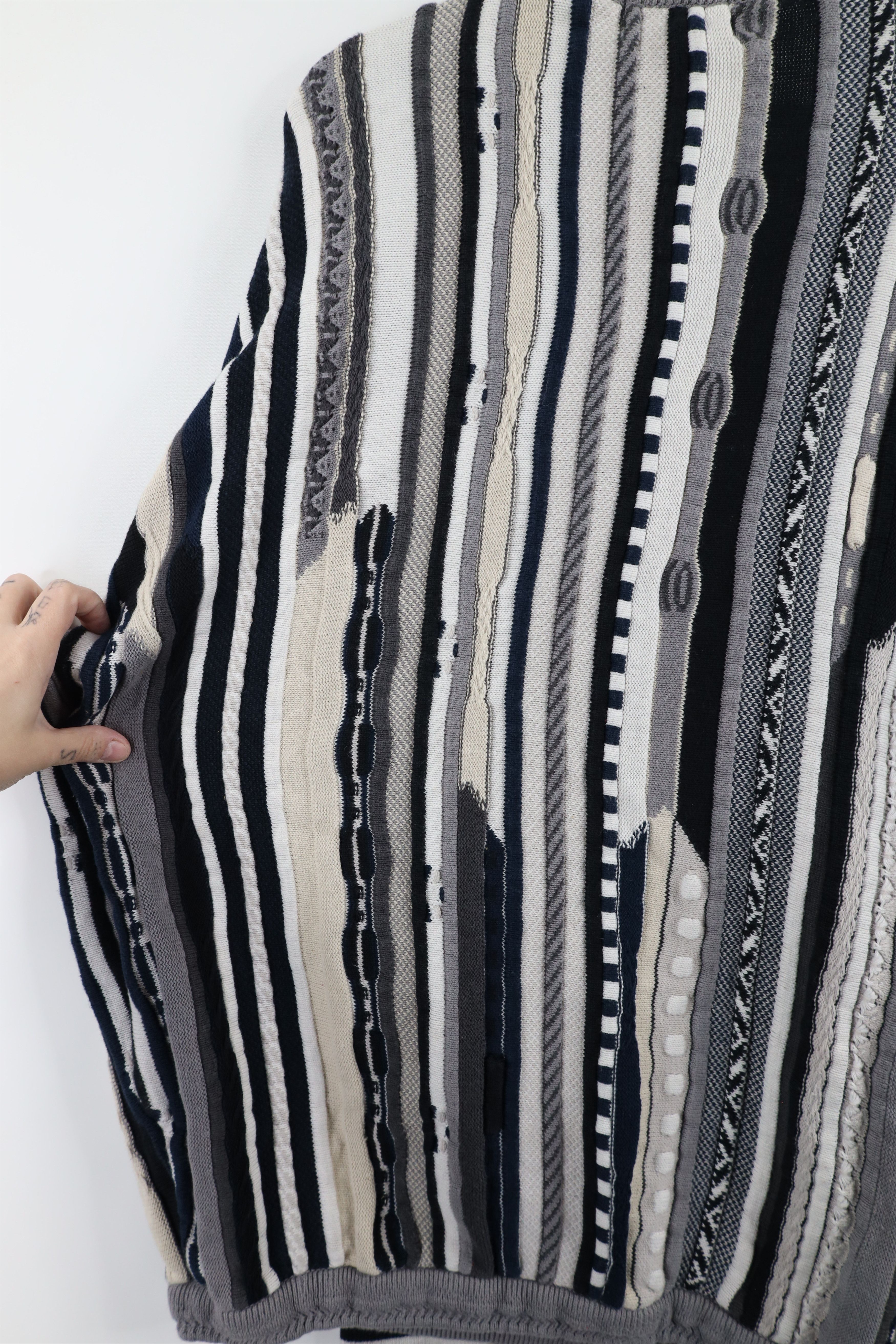 Vintage Vintage 90s Coogi Style Striped Chunky Knit Sweater Size US L / EU 52-54 / 3 - 9 Thumbnail