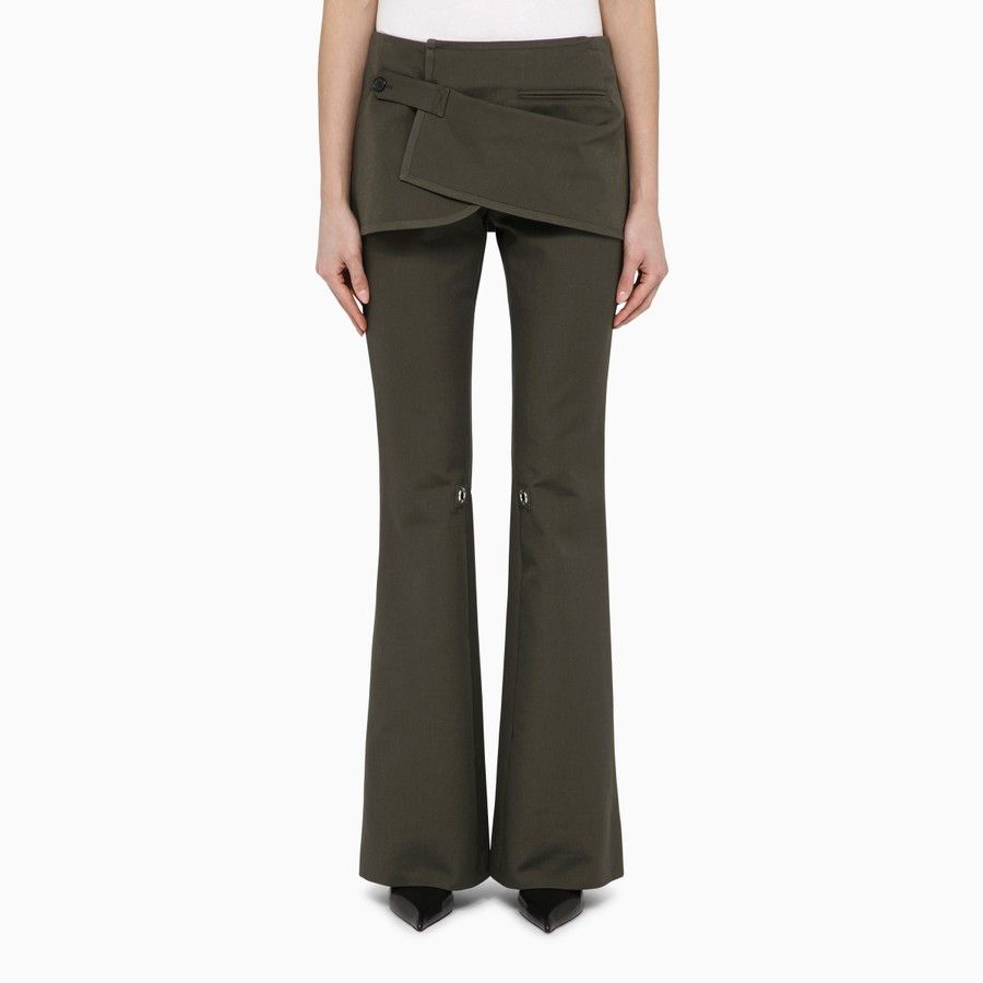 Courreges o1d2blof0824 Cotton Mini Skirt Trousers in Military Green Size 27" / US 4 / IT 40 - 1 Thumbnail
