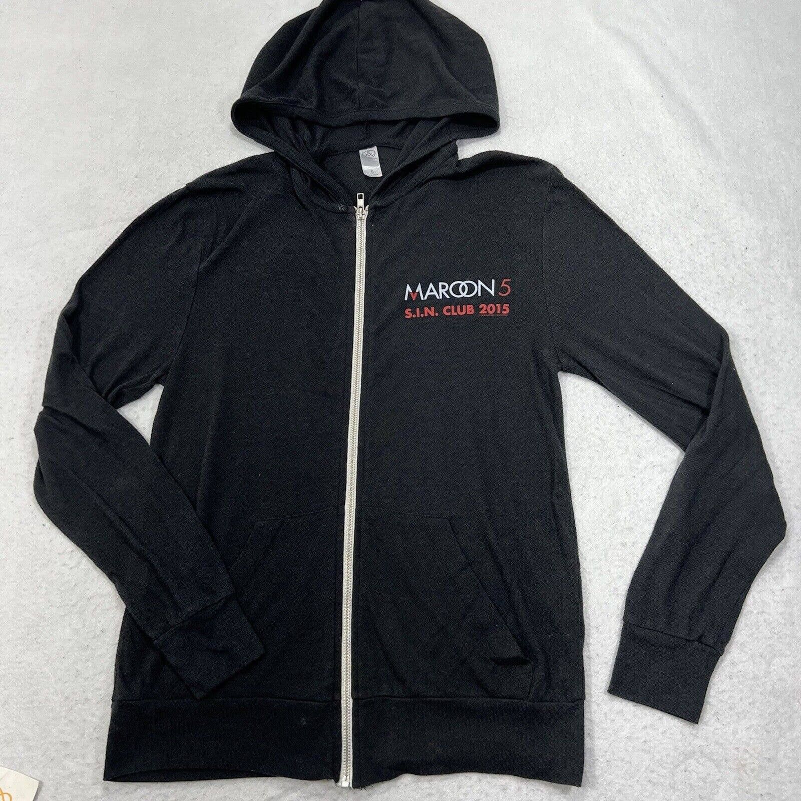 Other Maroon 5 S.I.N. Club 2015 Full Zip Lightweight Black Hoodie