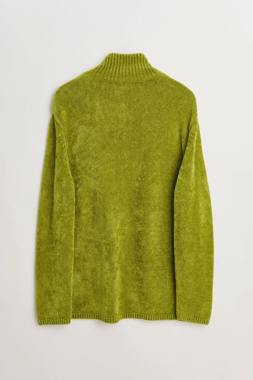 Judy Turner o1mle0225 Unisex Gio Velour Pullover Tea Sweater in Green Size US L / EU 52-54 / 3 - 2 Thumbnail